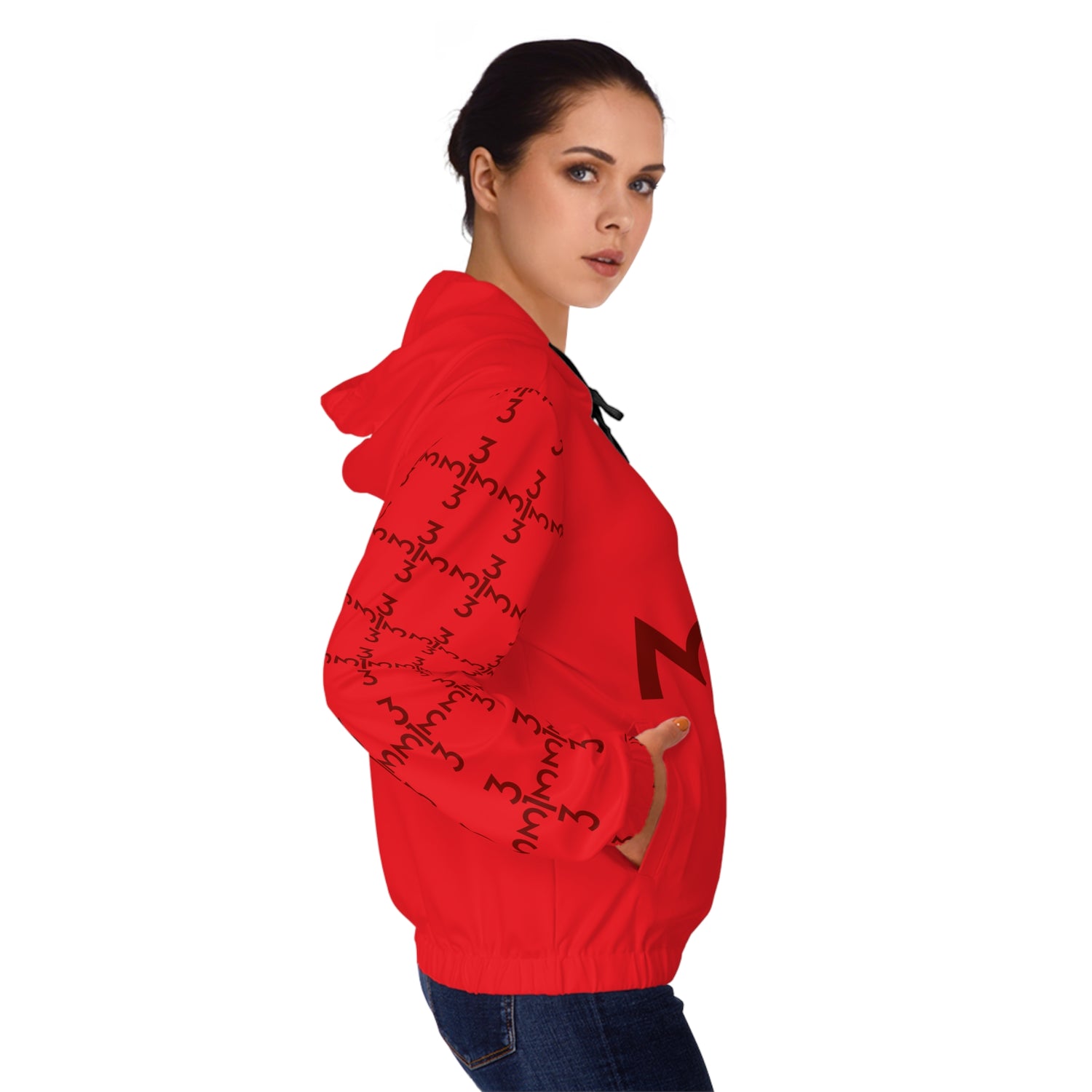 Twisted 313 Women’s Bold Red on Red Lightweight Zip Hoodie - Tonyalicious Tees