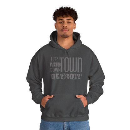 Up, Mid, Downtown Detroit Hoodie - Multicolor Print - Tonyalicious Tees