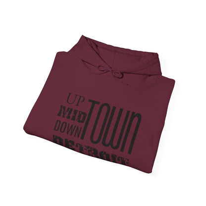 Up, Mid, Downtown Detroit Hoodie - Black Print - Tonyalicious Tees