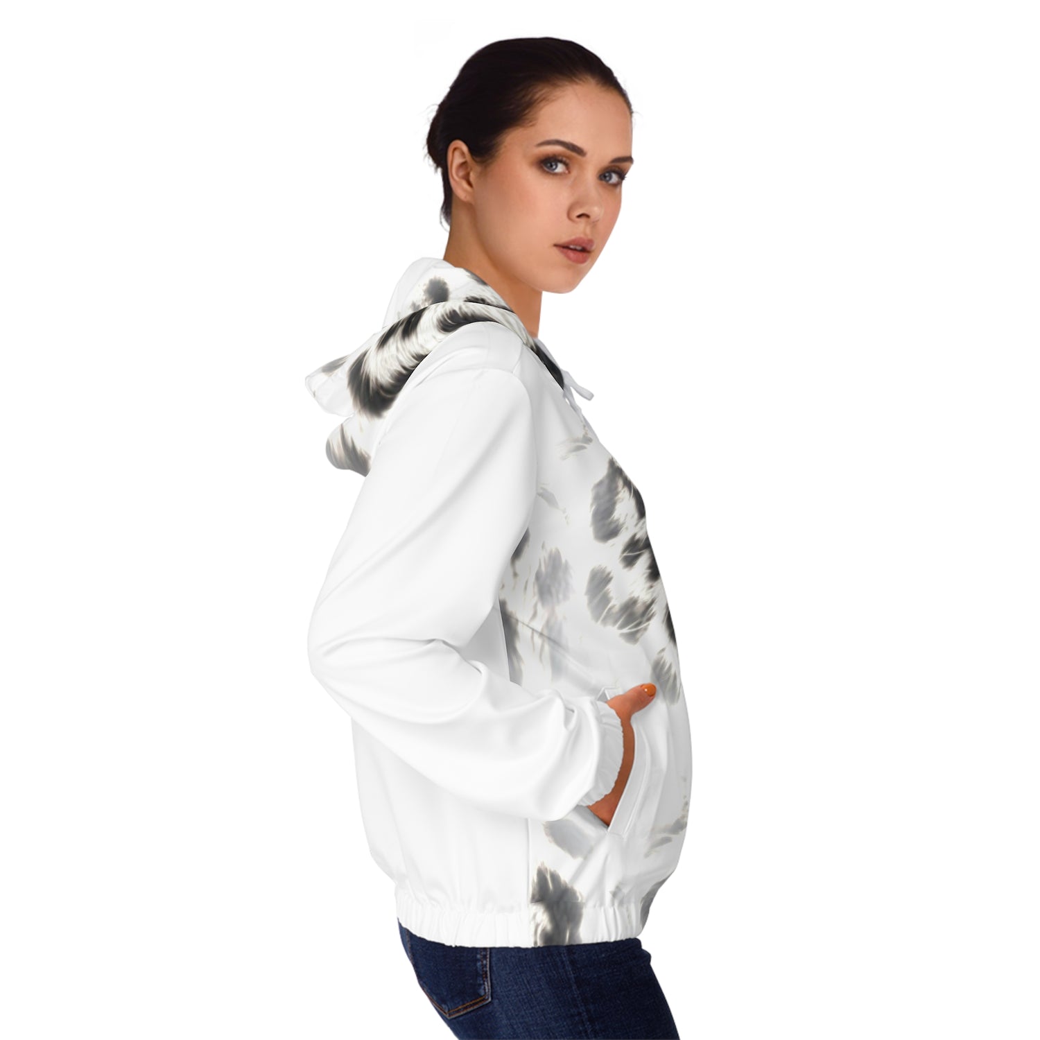 Snow Leopard Print Women’s Full-Zip Hoodie
