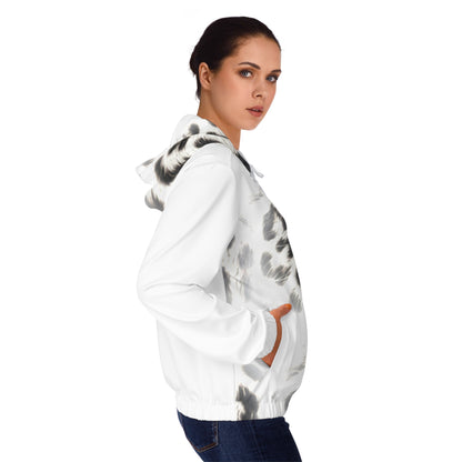 Snow Leopard Print Women’s Full-Zip Hoodie