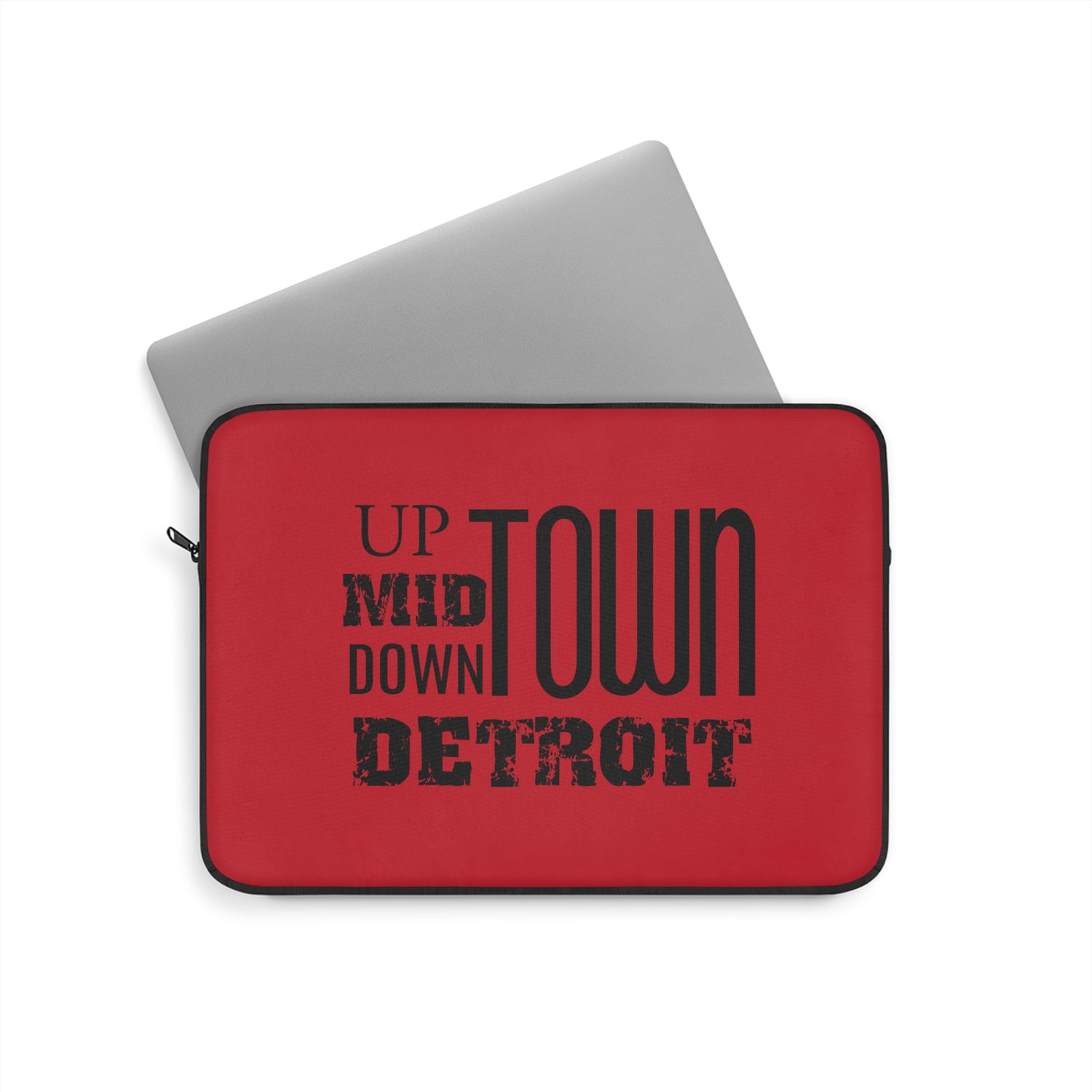 Up Mid Downtown Detroit Laptop Sleeve - Red - Tonyalicious Tees