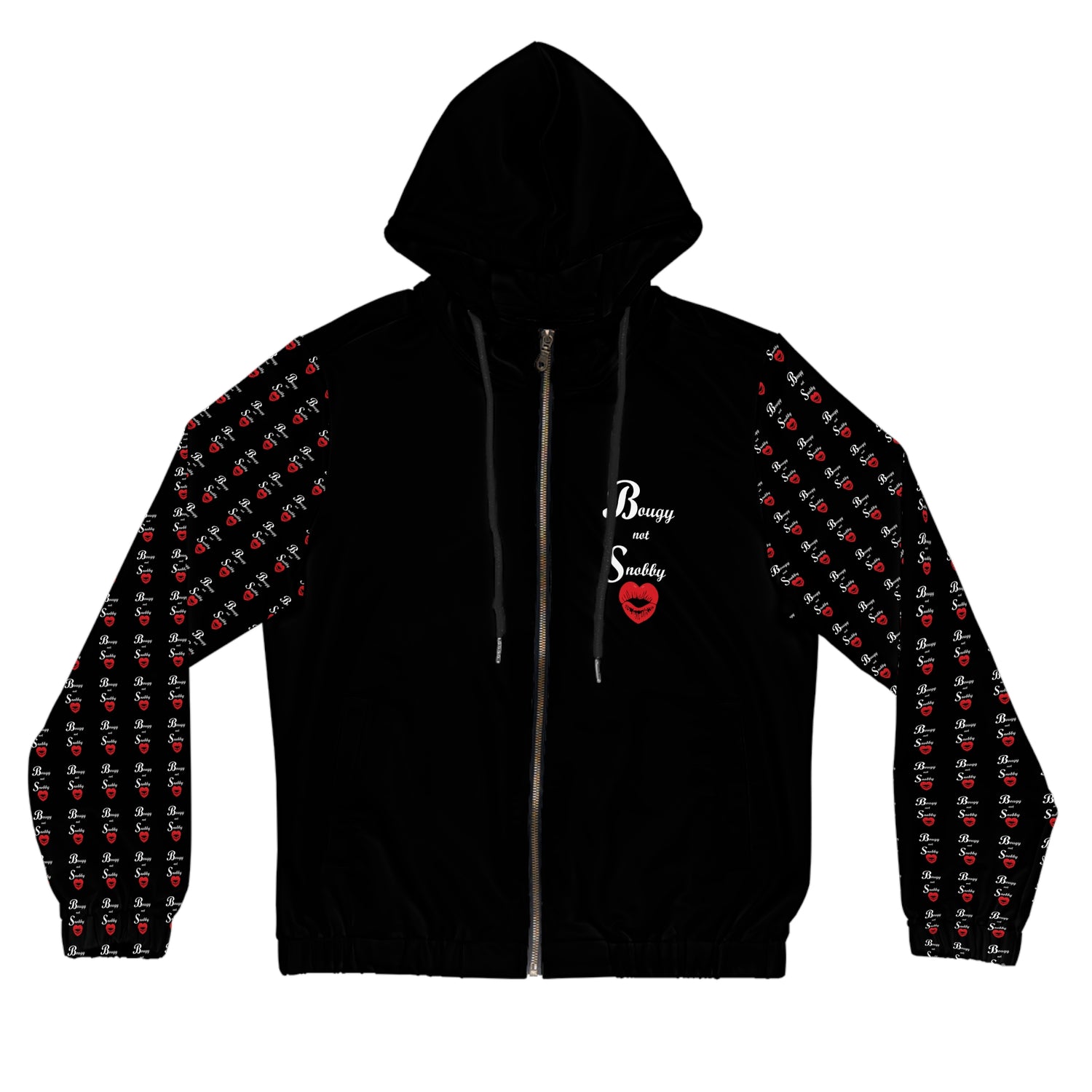 Bougy not Snobby Women’s Full-Zip Black Hoodie - Tonyalicious Tees
