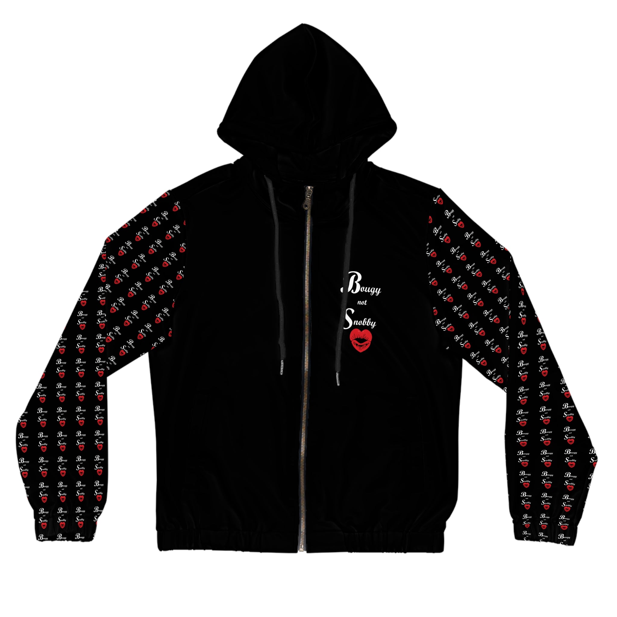 Bougy not Snobby Women’s Full-Zip Black Hoodie - Tonyalicious Tees