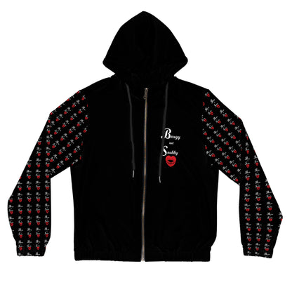 Bougy not Snobby Women’s Full-Zip Black Hoodie - Tonyalicious Tees