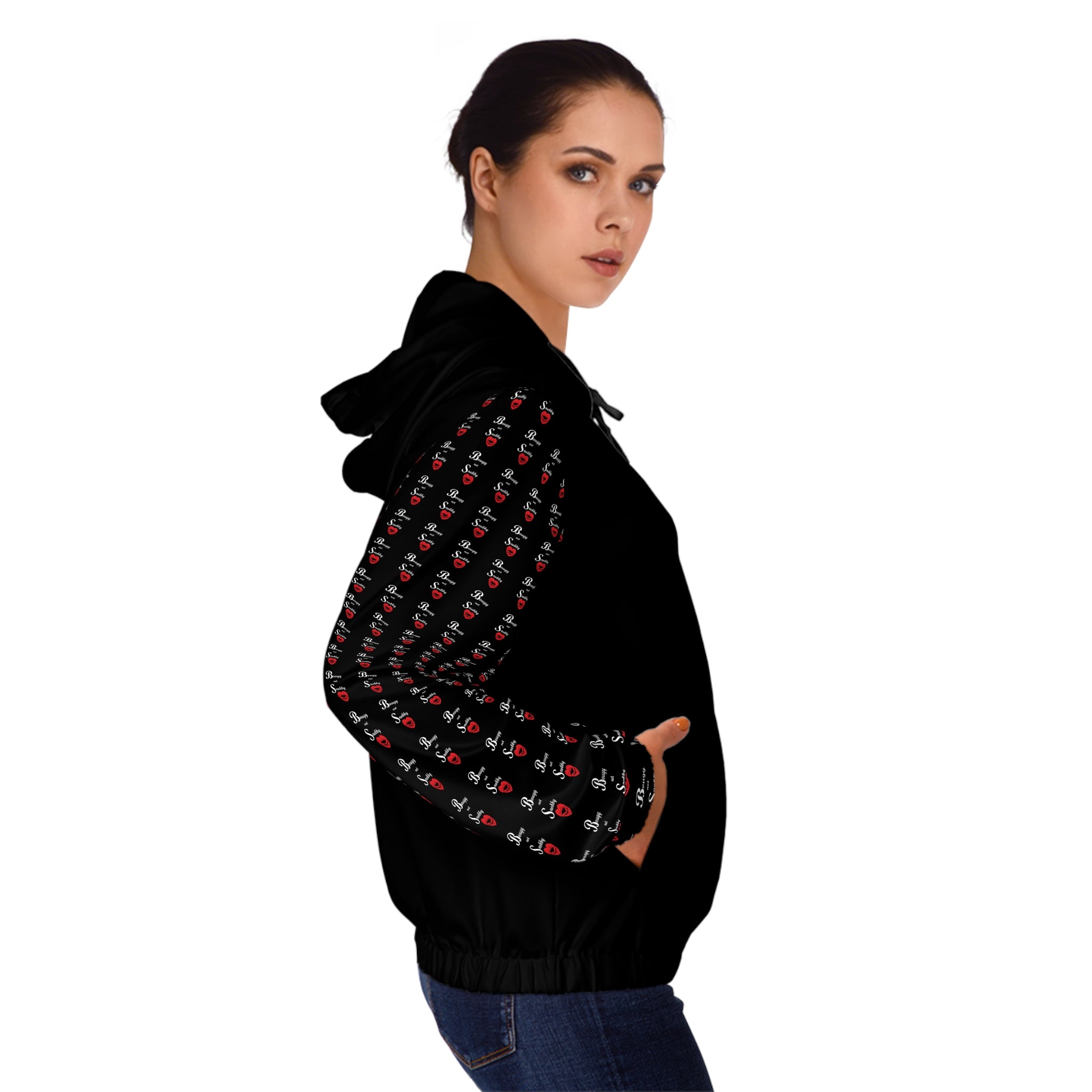Bougy not Snobby Women’s Full-Zip Black Hoodie - Tonyalicious Tees