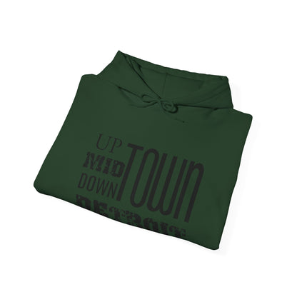 Up, Mid, Downtown Detroit Hoodie - Black Print - Tonyalicious Tees