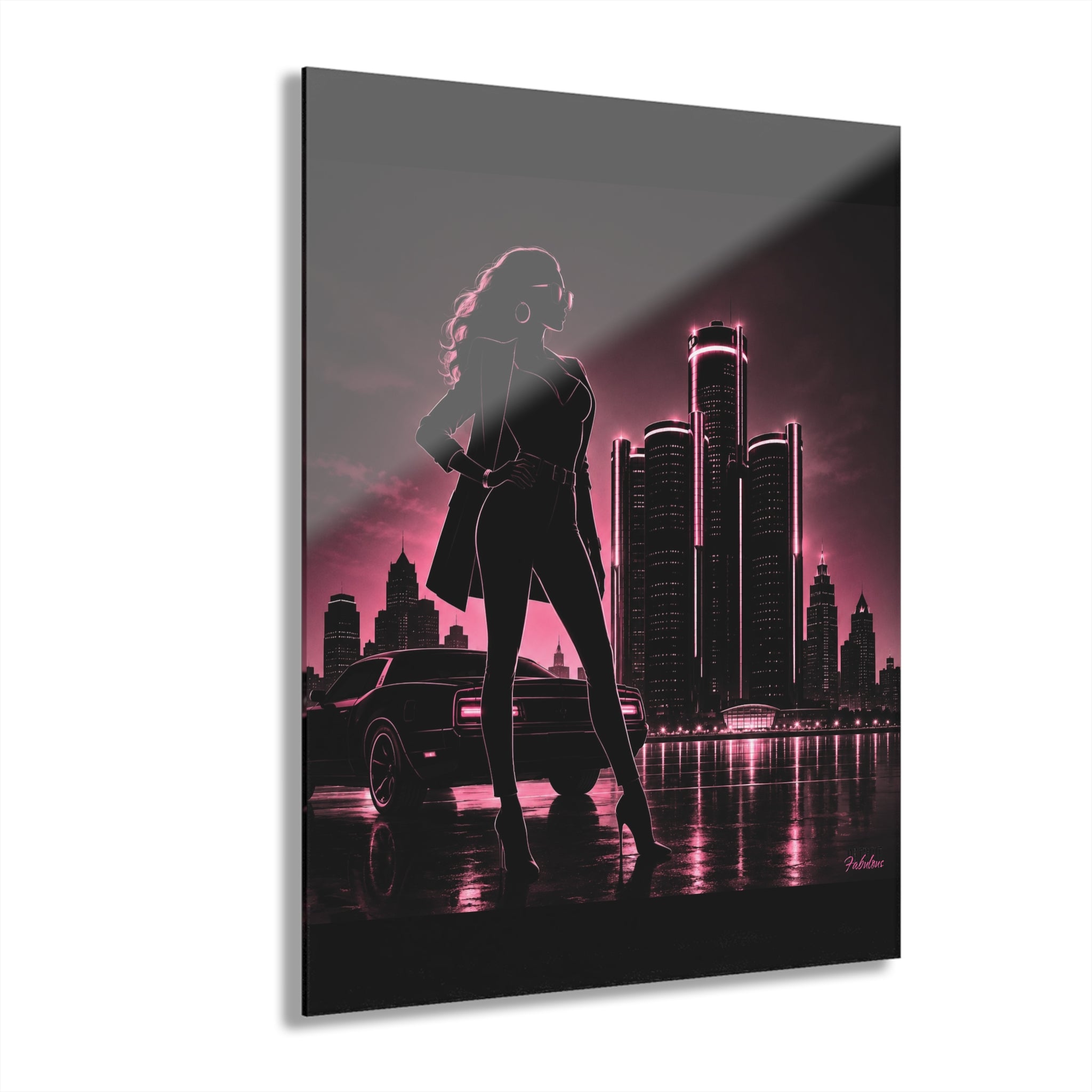 Detroit Fabulous Neon Nights Acrylic Art Series No. 3 - Motor City Muse