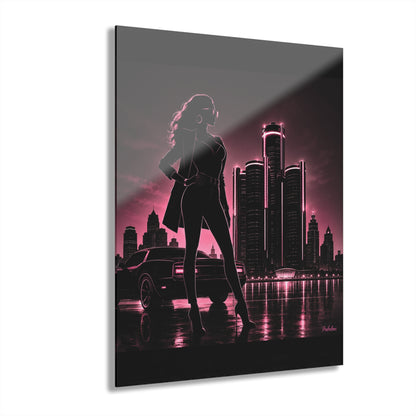 Detroit Fabulous Neon Nights Acrylic Art Series No. 3 - Motor City Muse