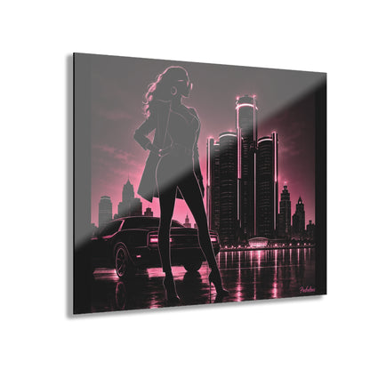 Detroit Fabulous Neon Nights Acrylic Art Series No. 3 - Motor City Muse