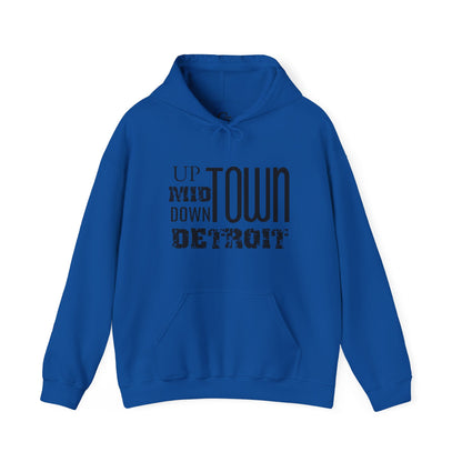 Up, Mid, Downtown Detroit Hoodie - Black Print - Tonyalicious Tees
