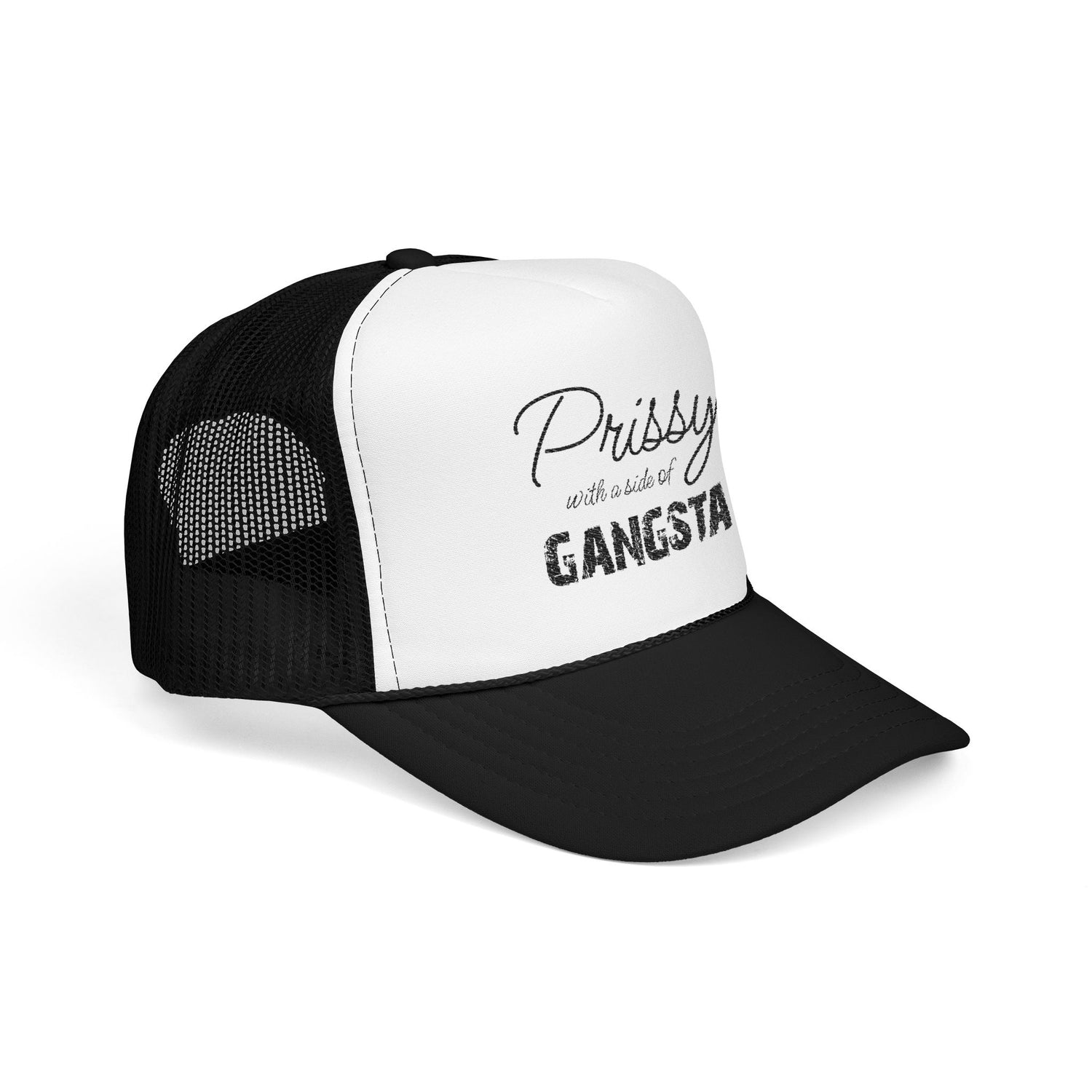 Prissy with a Side of Gangsta Mesh Cap -Black Print - Tonyalicious Tees