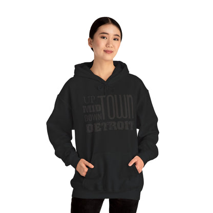 Up, Mid, Downtown Detroit Hoodie - Multicolor Print - Tonyalicious Tees
