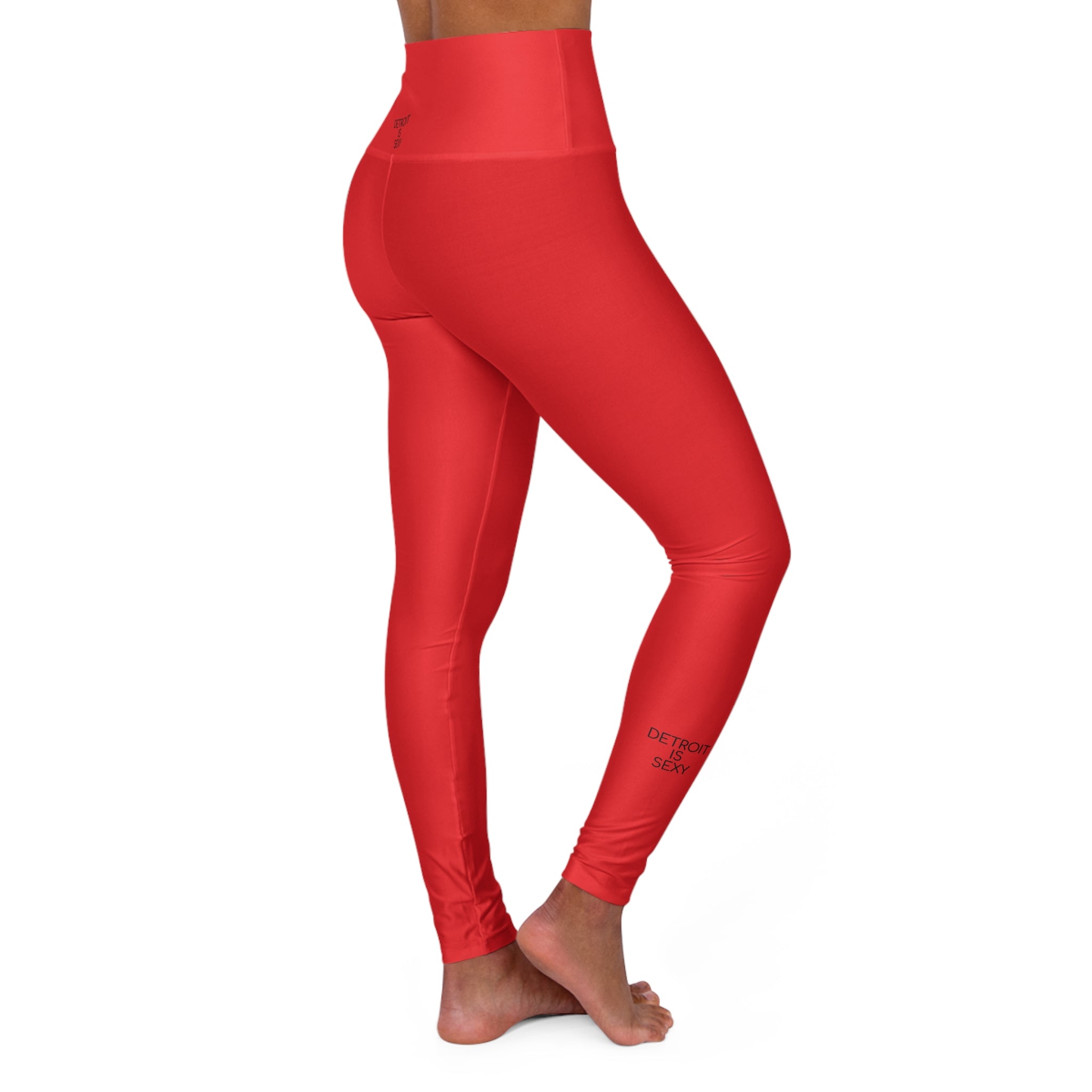 Detroit Is Sexy Red High-Waisted Yoga Leggings - Tonyalicious Tees