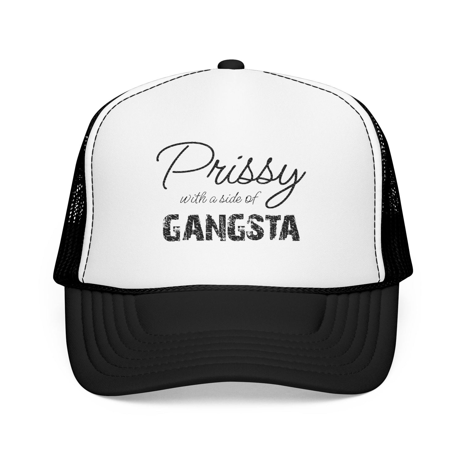 Prissy with a Side of Gangsta Mesh Cap -Black Print - Tonyalicious Tees