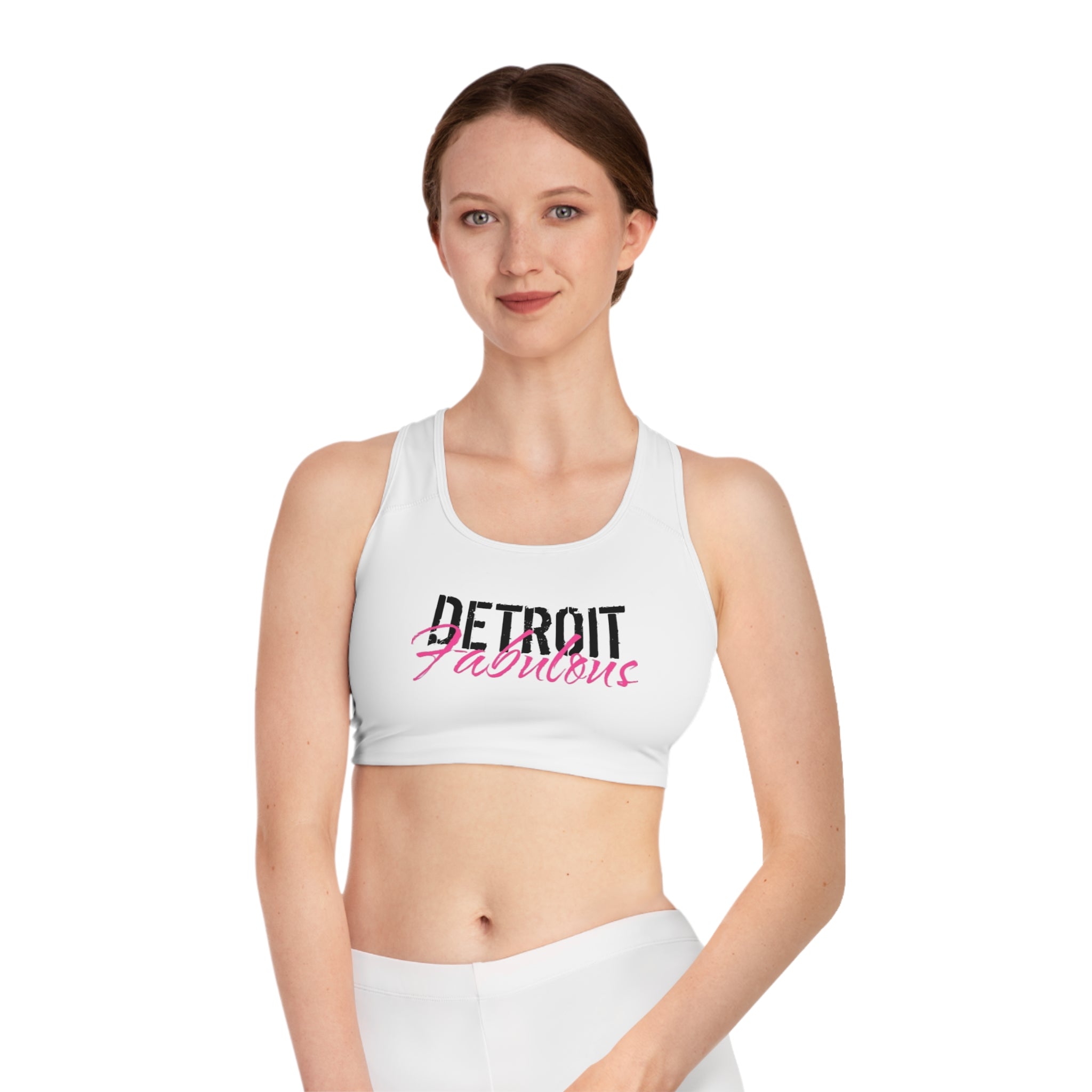 Detroit Fabulous White Sports Bra - Tonyalicious Tees