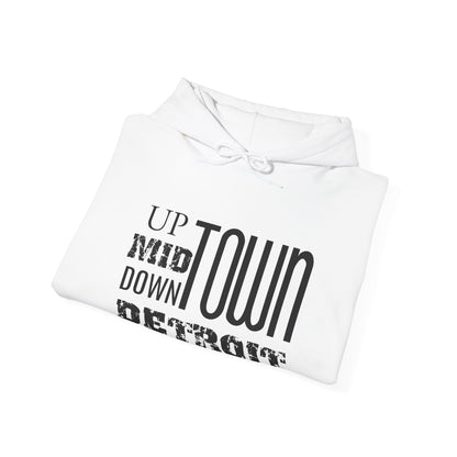 Up, Mid, Downtown Detroit Hoodie - Black Print - Tonyalicious Tees