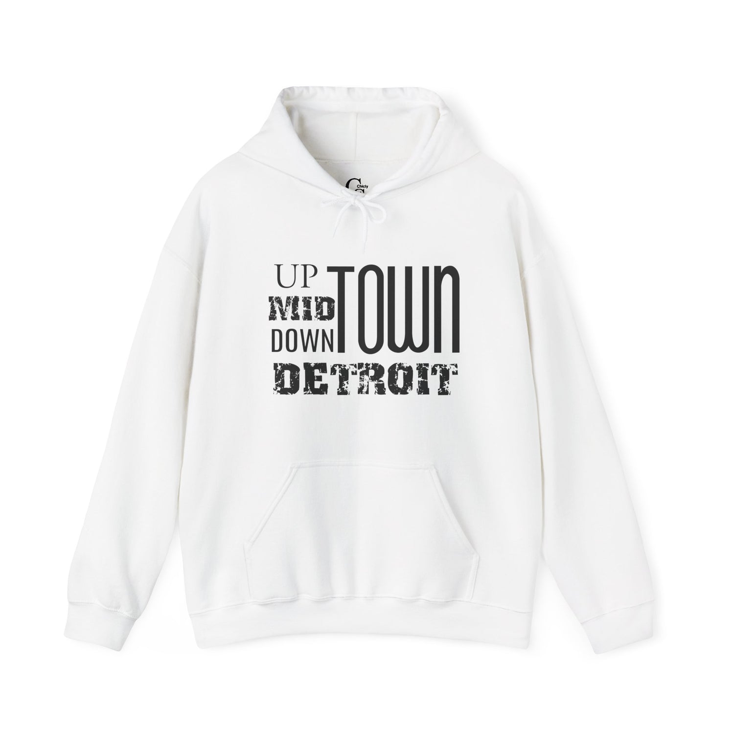 Up, Mid, Downtown Detroit Hoodie - Black Print