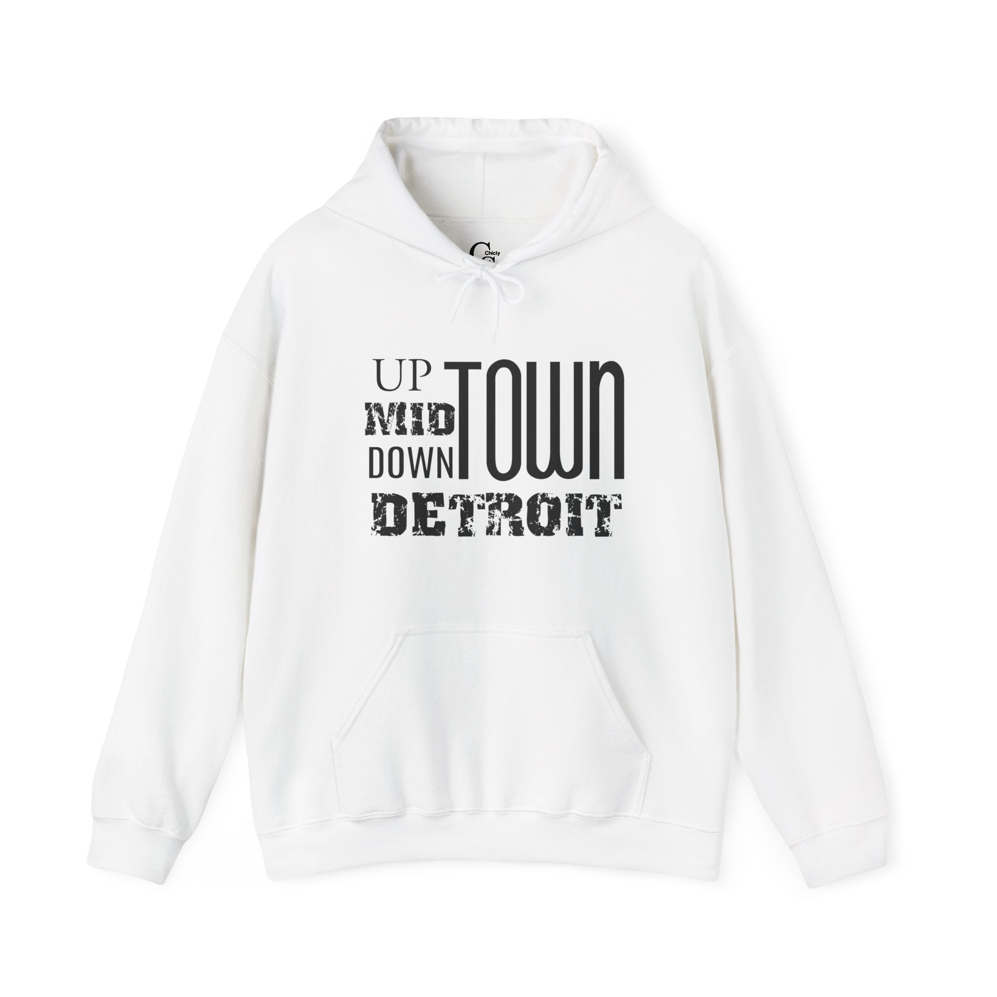 Up, Mid, Downtown Detroit Hoodie - Black Print