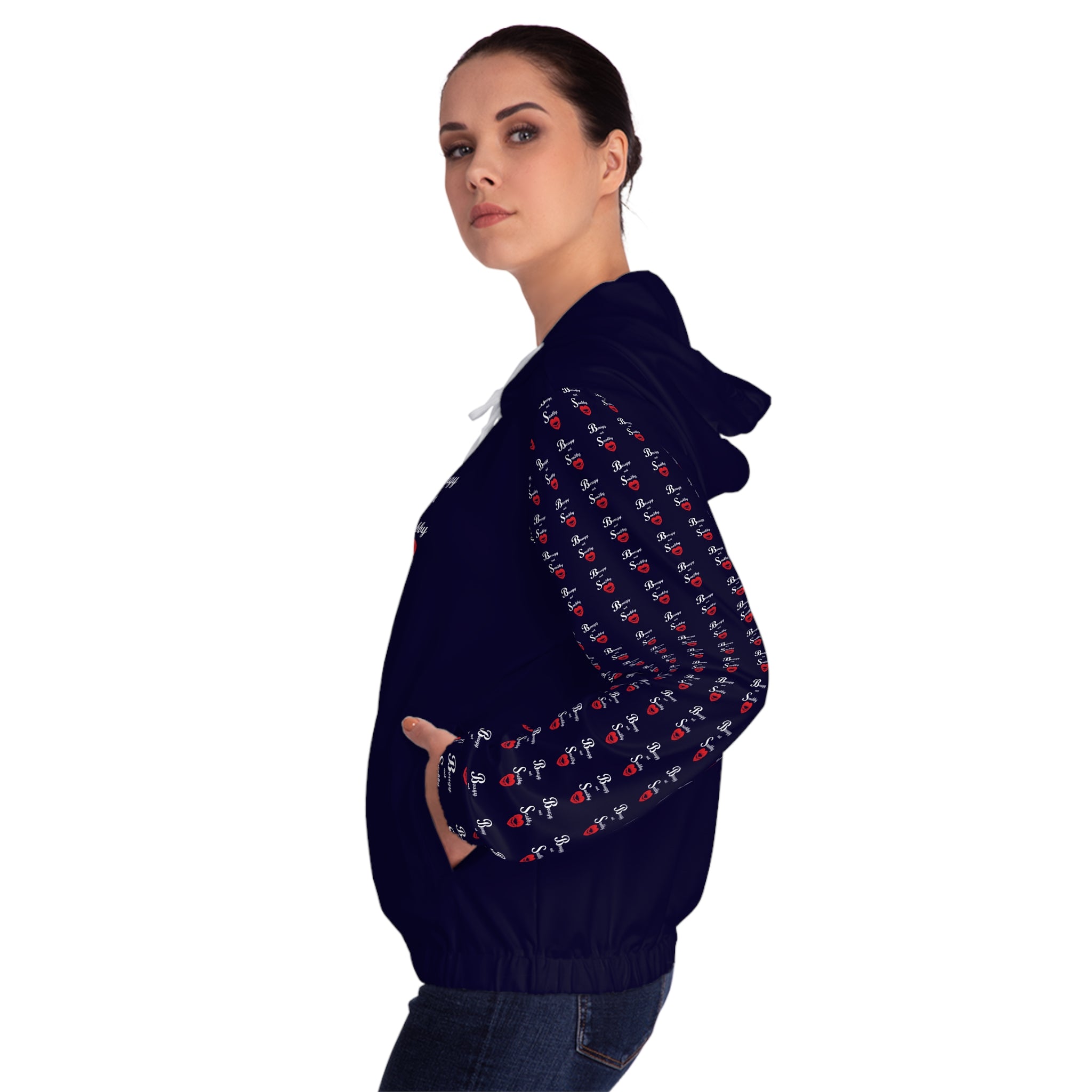 Bougy not Snobby Women’s Full-Zip Navy Hoodie - Tonyalicious Tees