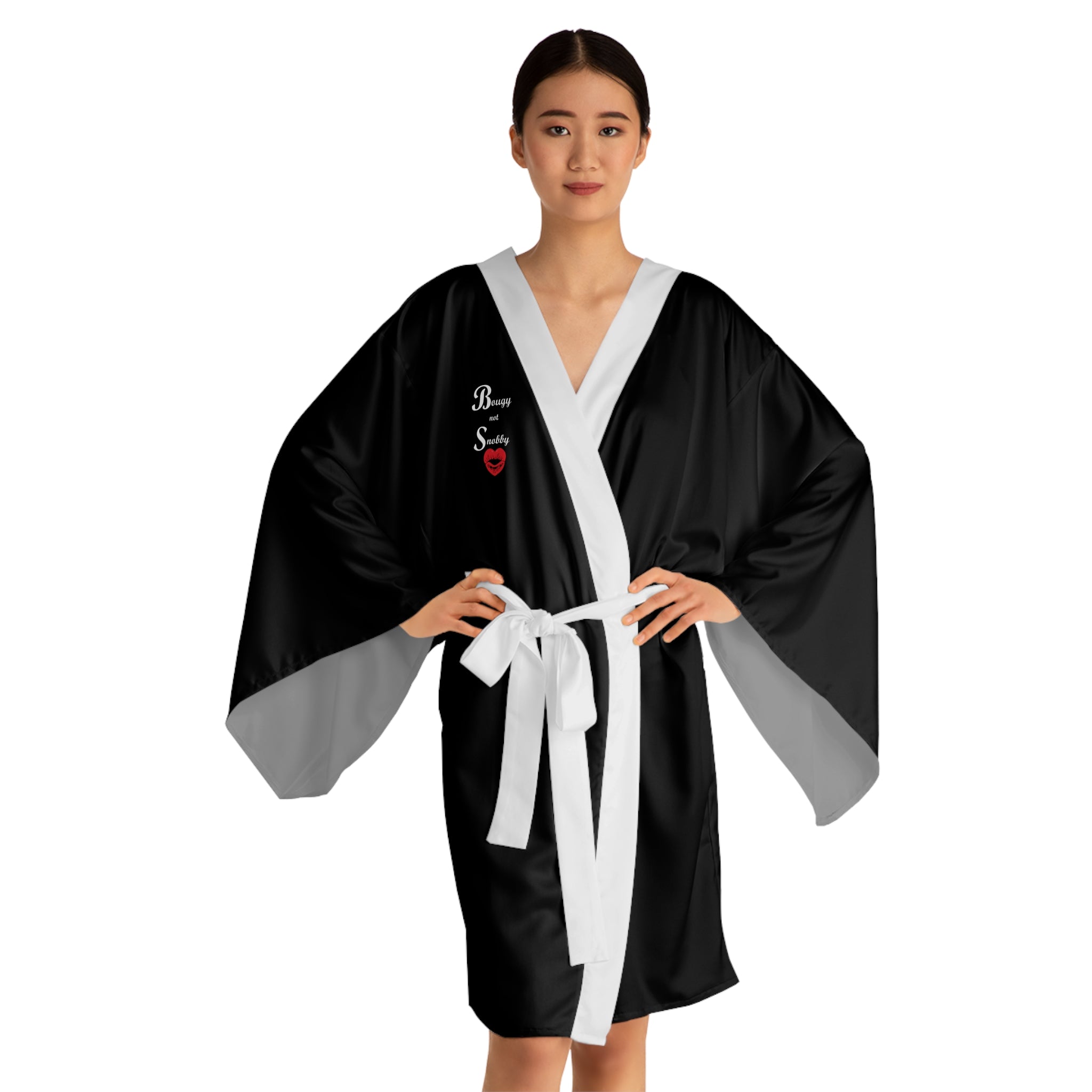 Bougy not Snobby Black Kimono Robe - Tonyalicious Tees
