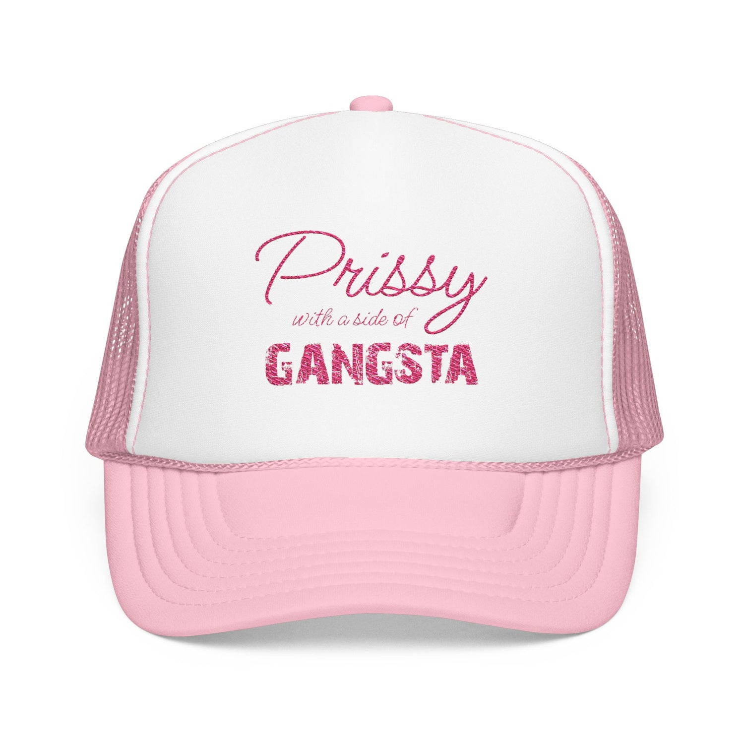 Prissy with a Side of Gangsta Mesh Cap - Pink Print - Tonyalicious Tees