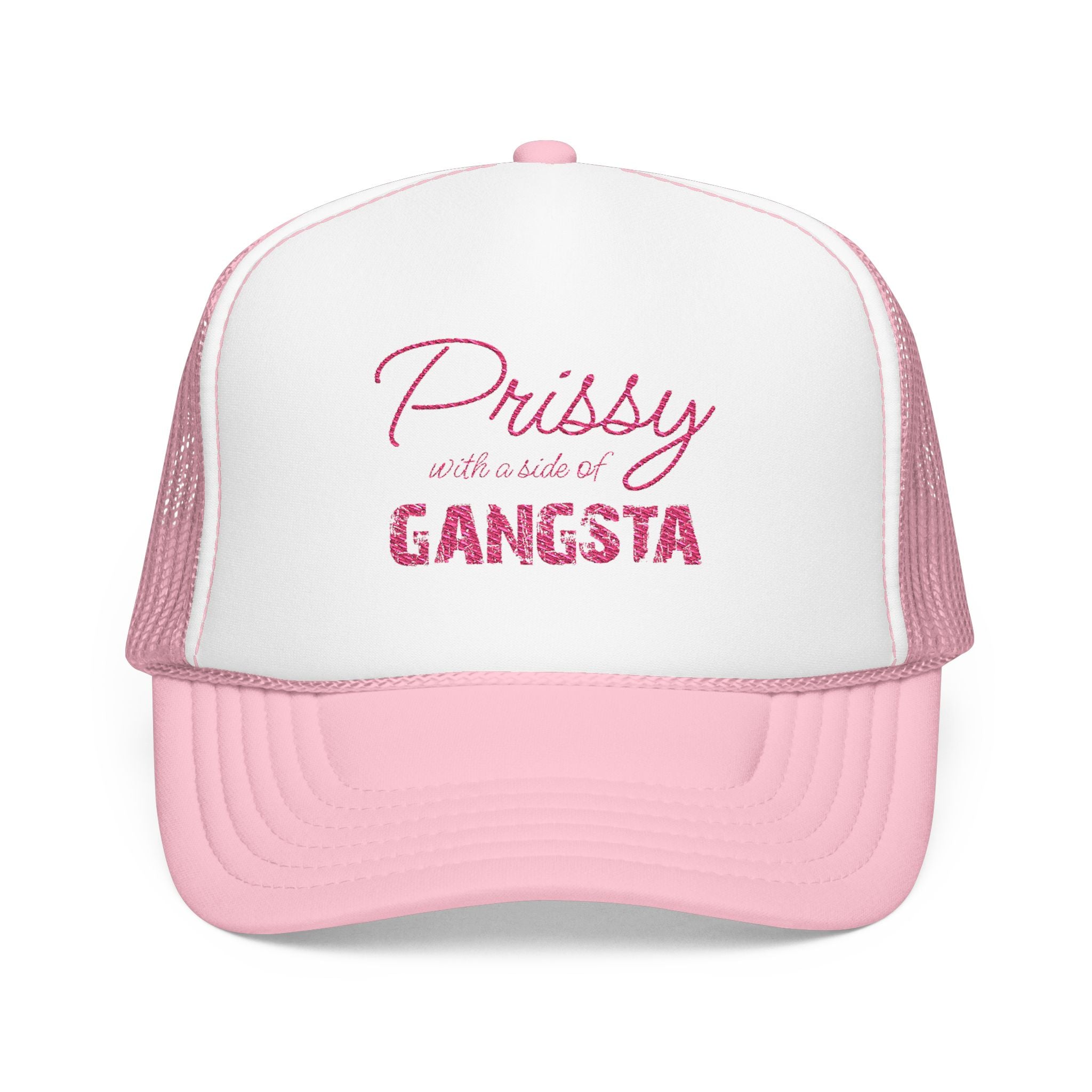 Prissy with a Side of Gangsta Mesh Cap - Pink Print - Tonyalicious Tees