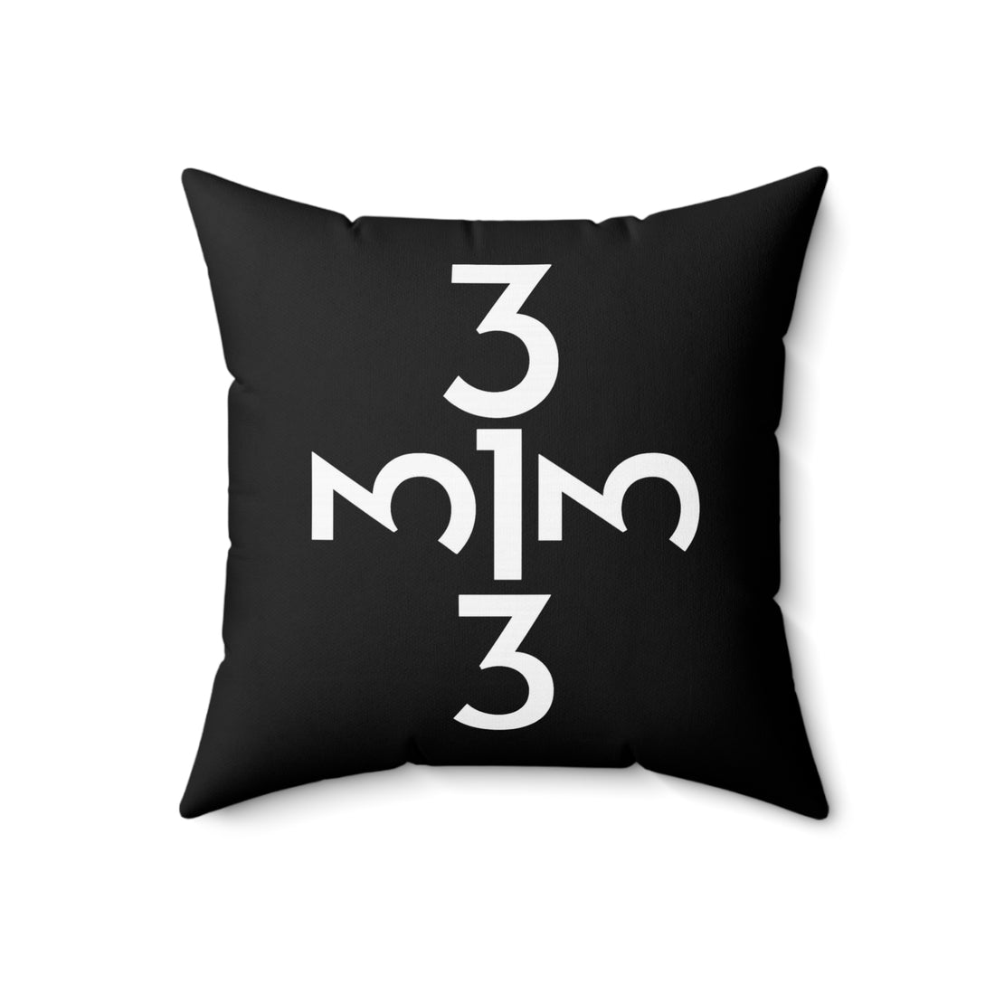 Twisted 313 Square Pillow — Black