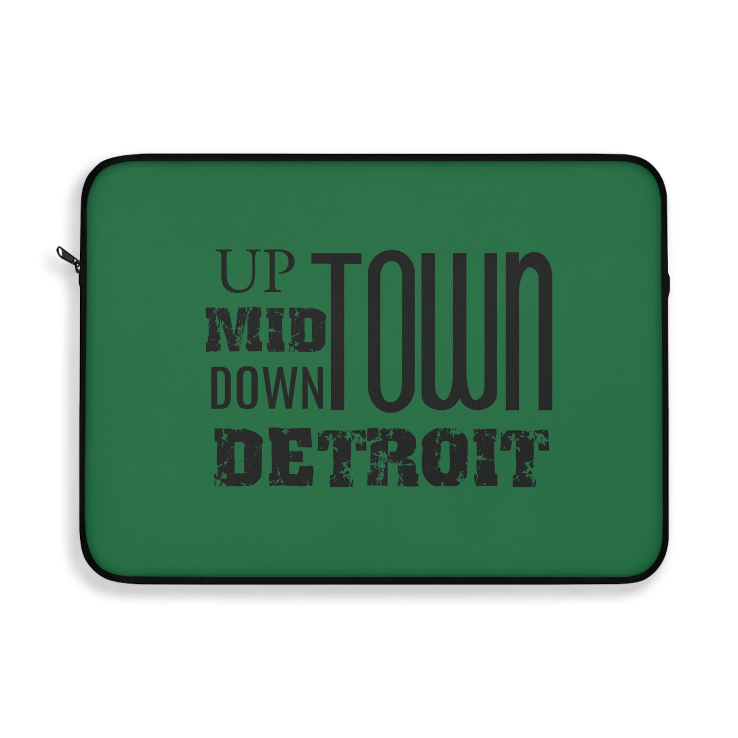 Up Mid Downtown Detroit Laptop Sleeve - Green - Tonyalicious Tees