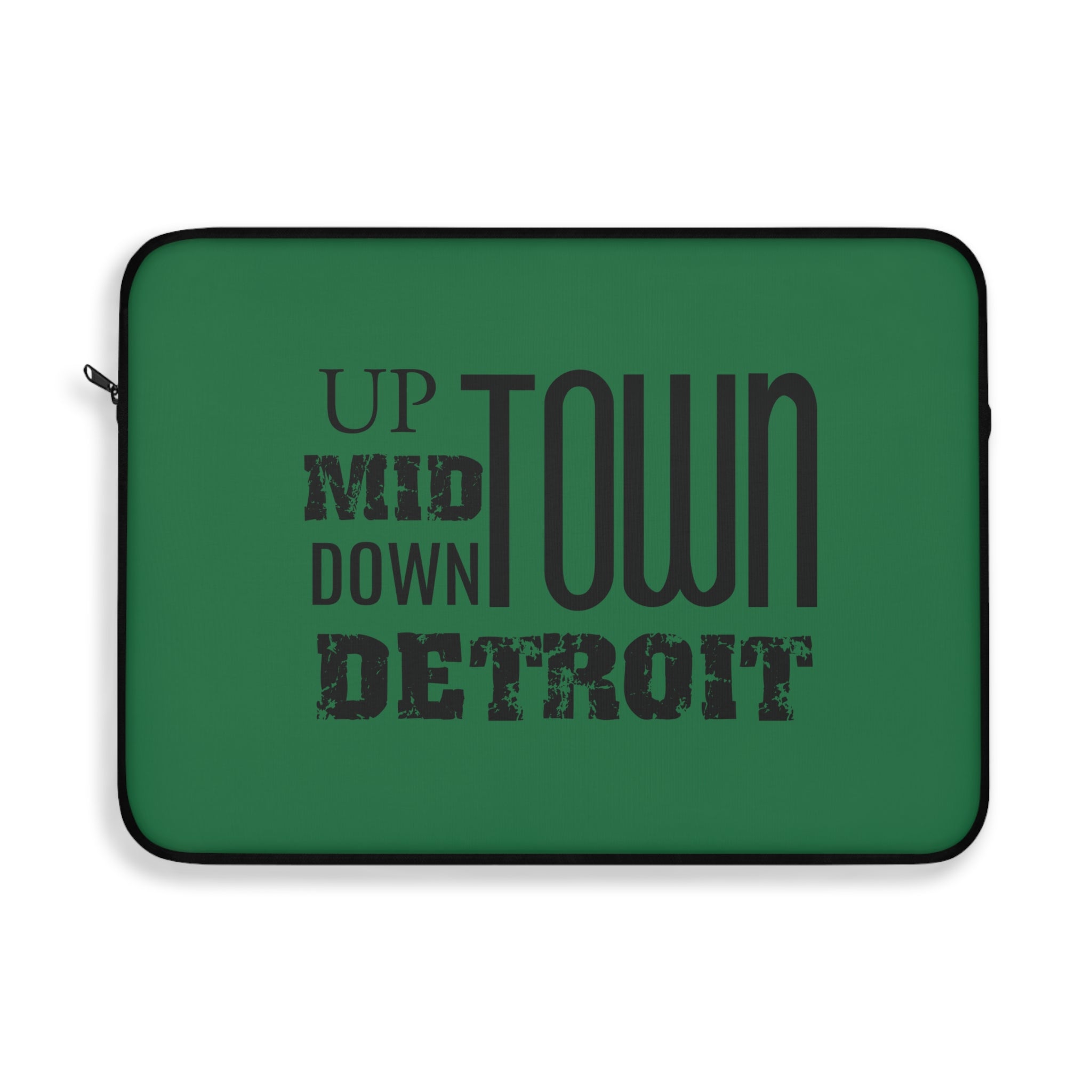 Up Mid Downtown Detroit Laptop Sleeve - Green - Tonyalicious Tees