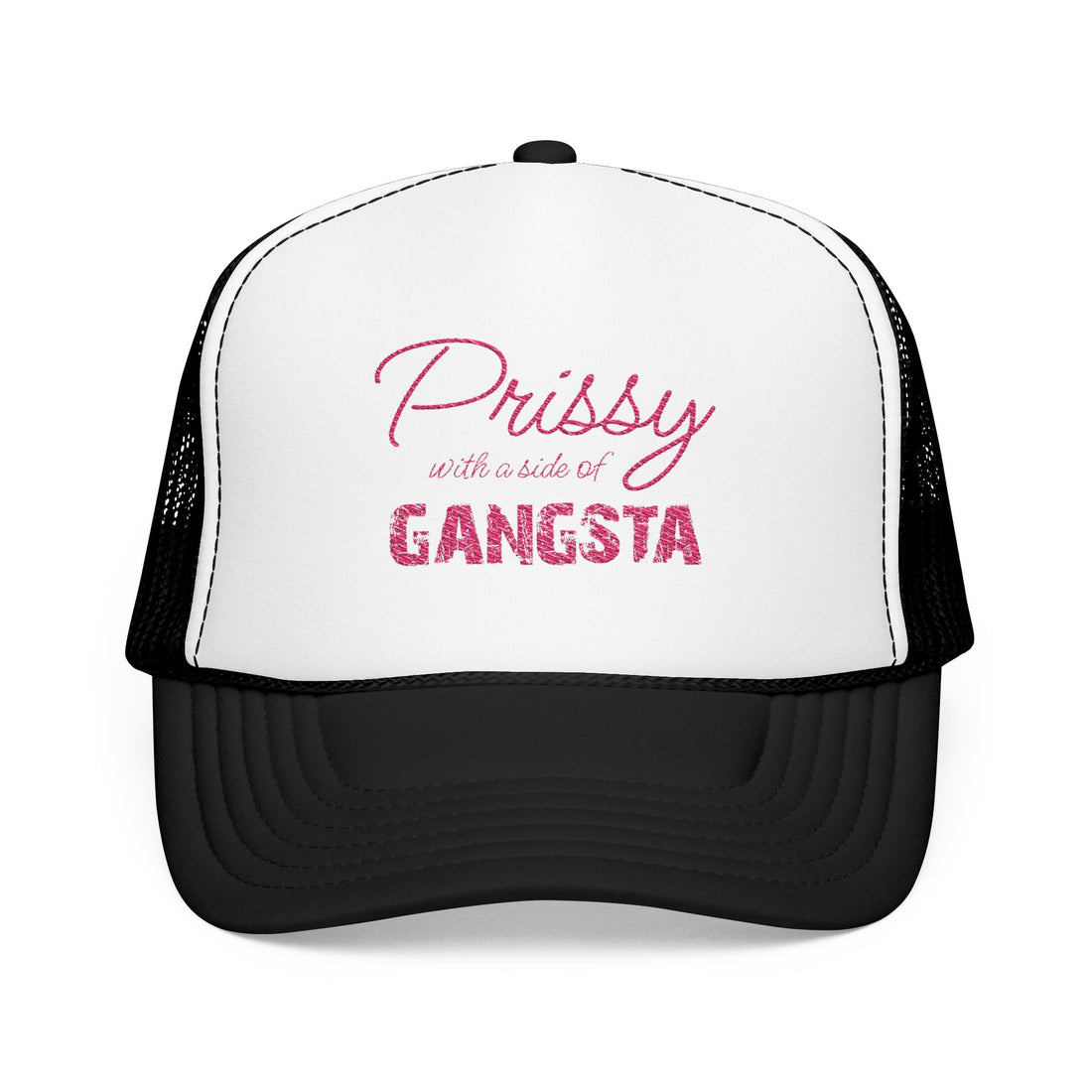 Prissy with a Side of Gangsta Mesh Cap - Pink Print - Tonyalicious Tees