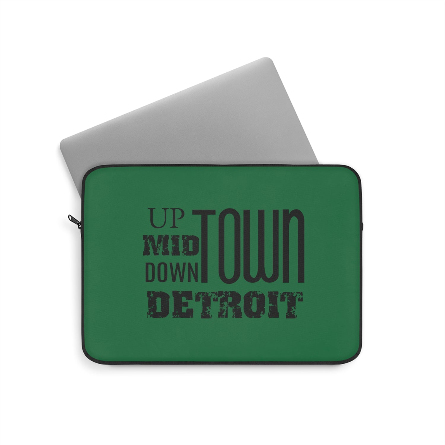 Up Mid Downtown Detroit Laptop Sleeve - Green - Tonyalicious Tees