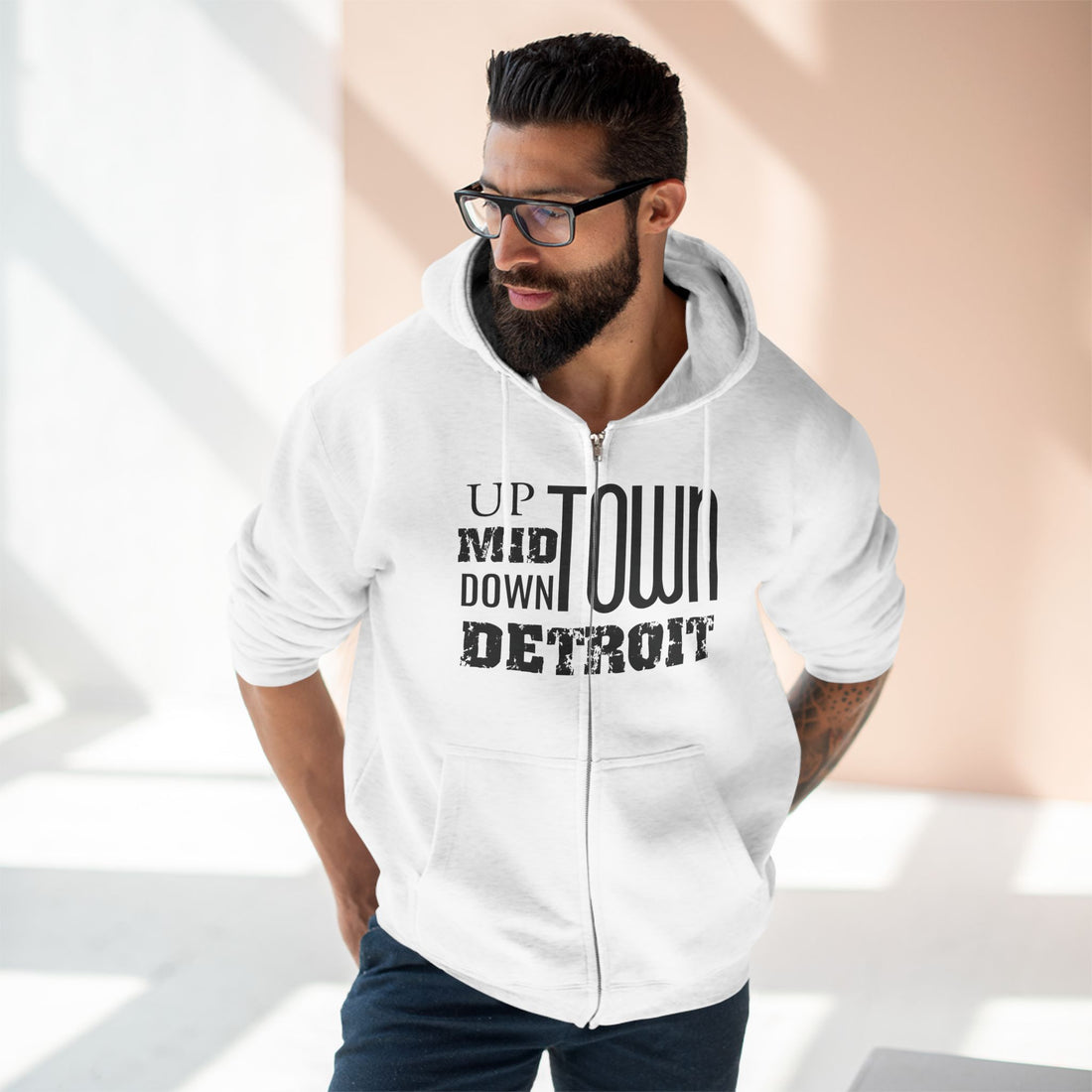 Up, Mid, Downtown Detroit Zip Up Hoodie