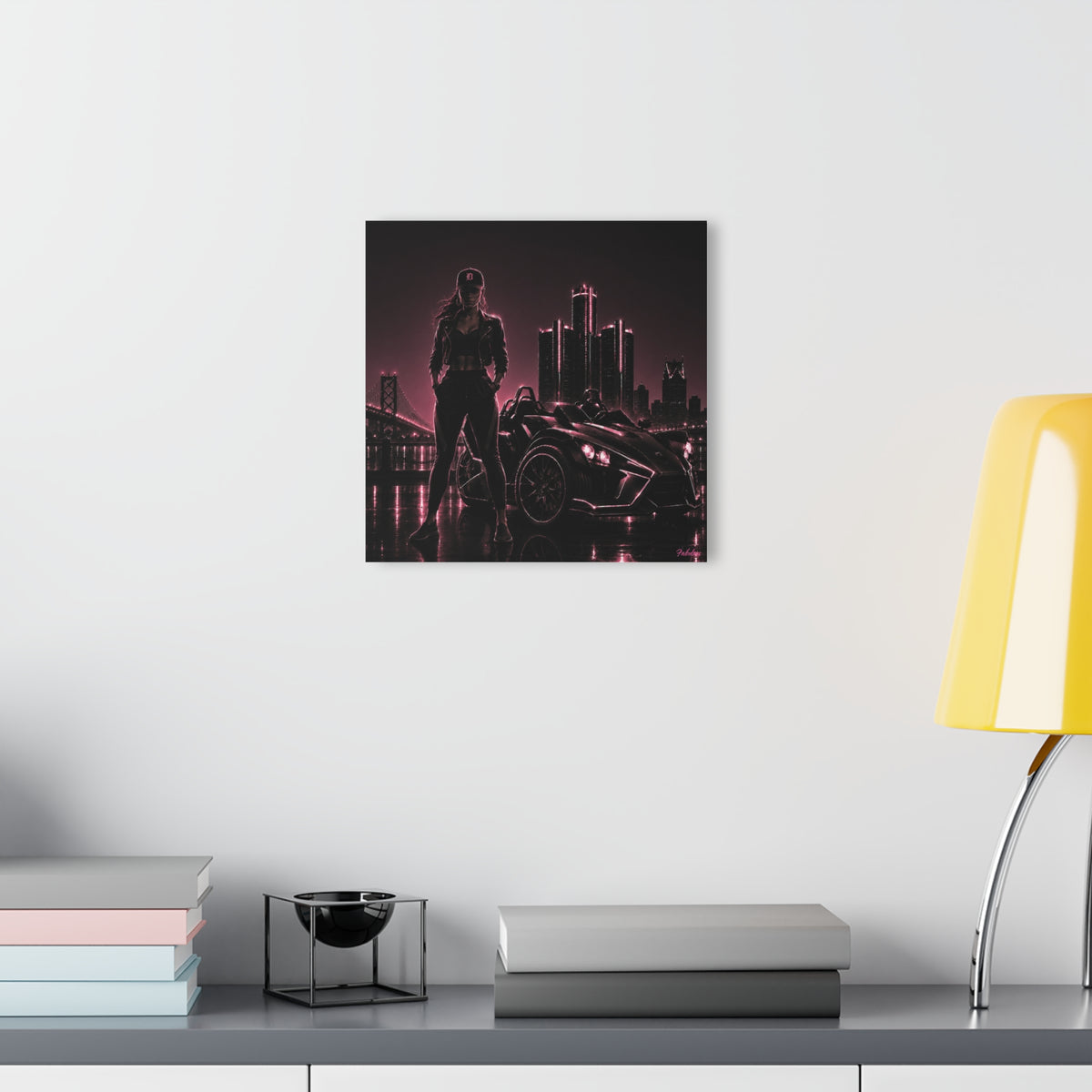 Detroit Fabulous Neon Nights Acrylic Art Series No. 3 - Three-Wheel Nights