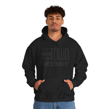 Up, Mid, Downtown Detroit Hoodie - Multicolor Print - Tonyalicious Tees