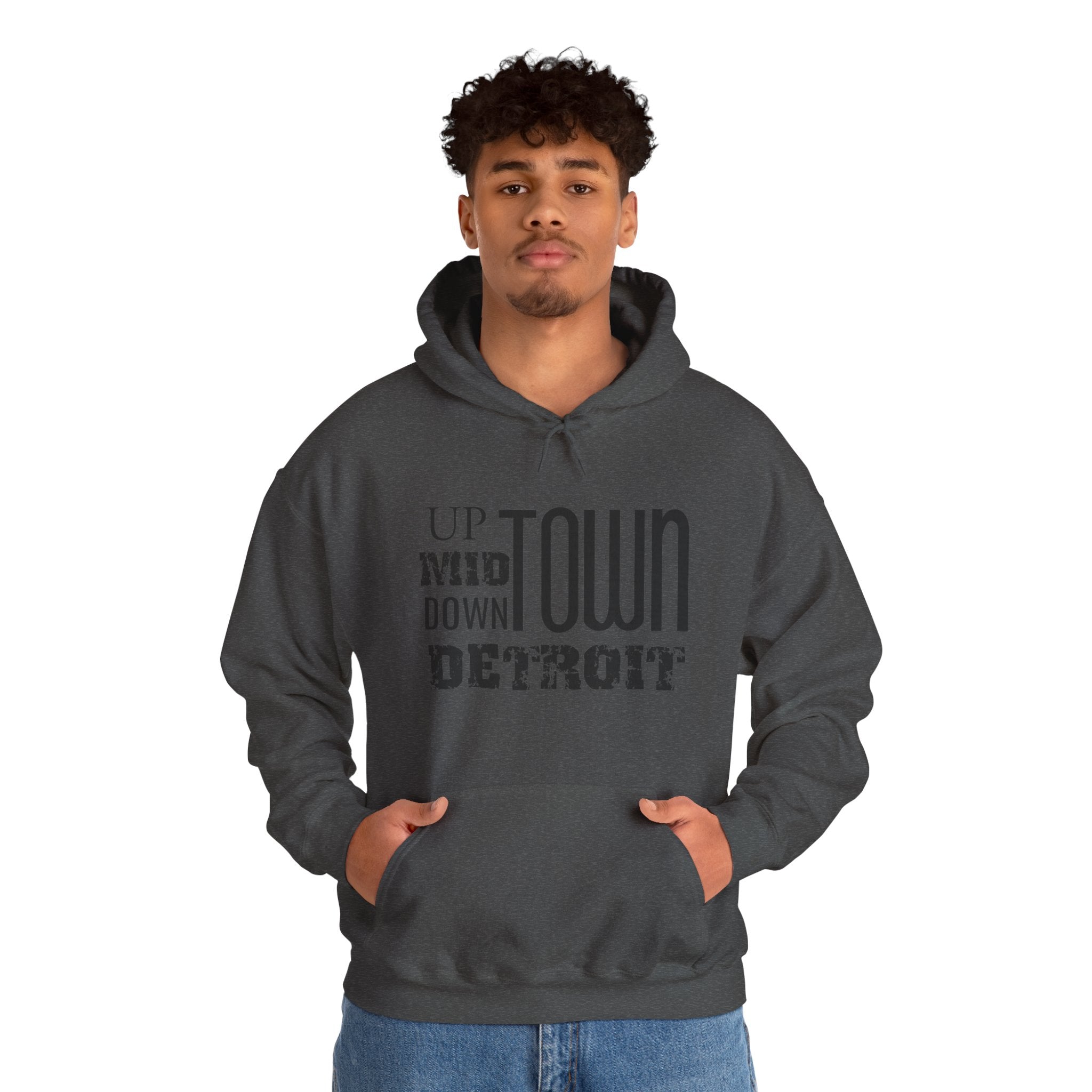 Up, Mid, Downtown Detroit Hoodie - Black Print