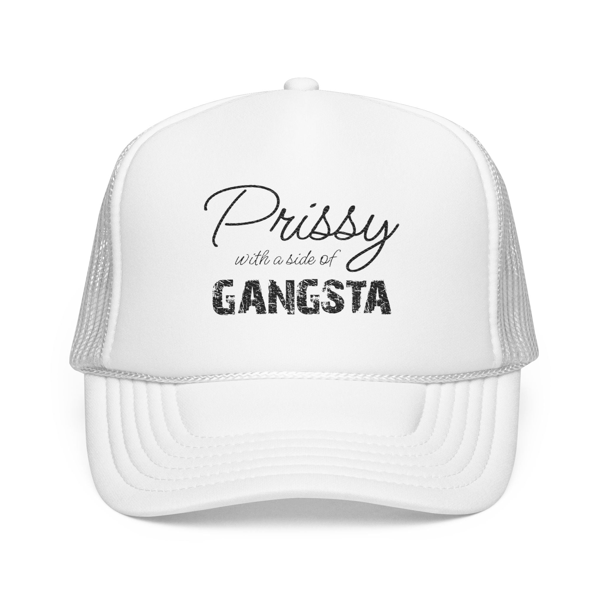Prissy with a Side of Gangsta Mesh Cap -Black Print - Tonyalicious Tees