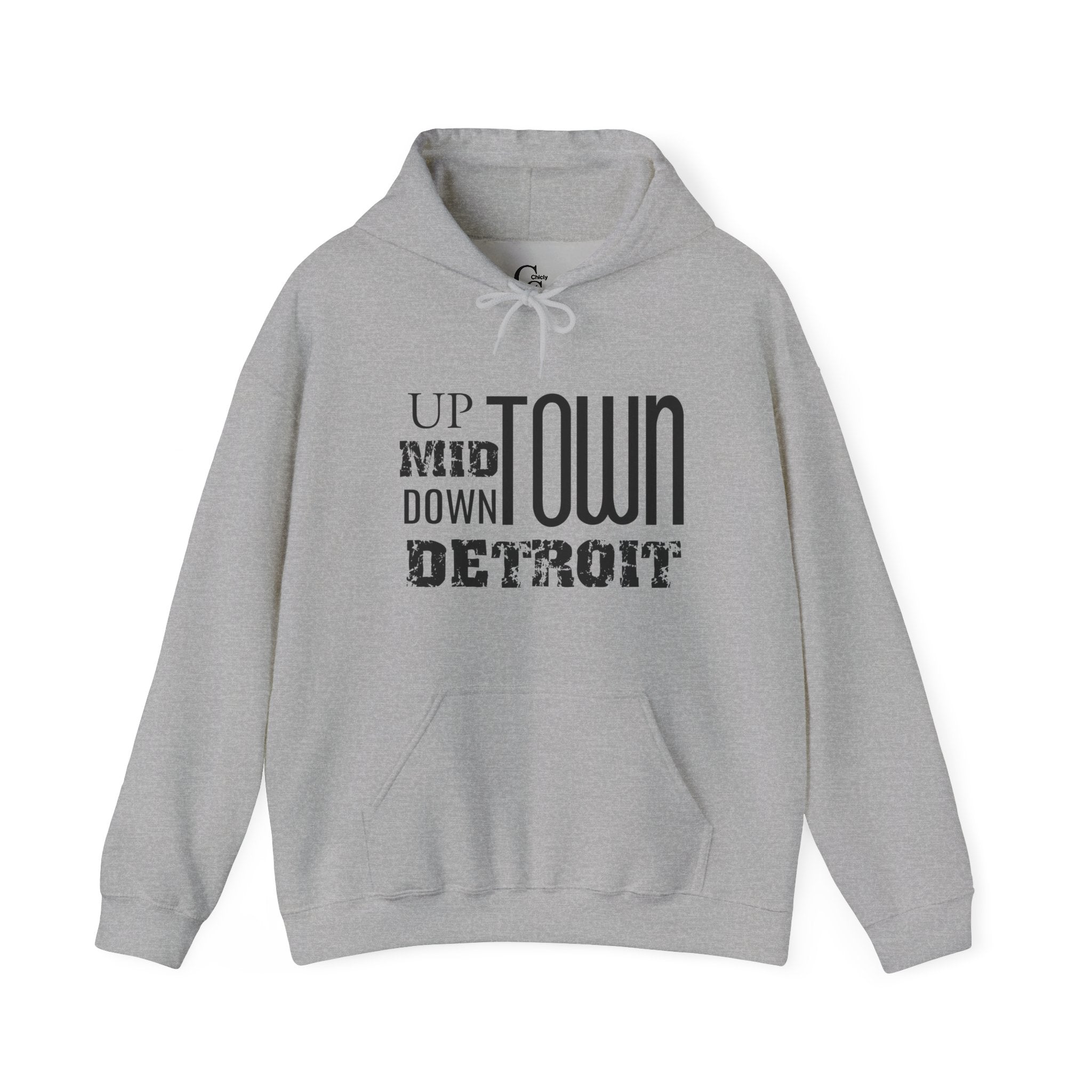Up, Mid, Downtown Detroit Hoodie - Black Print