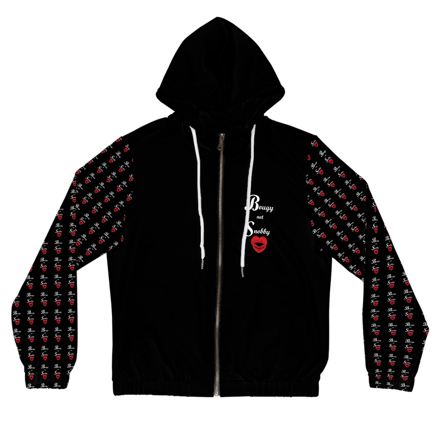 Bougy not Snobby Women’s Full-Zip Black Hoodie - Tonyalicious Tees