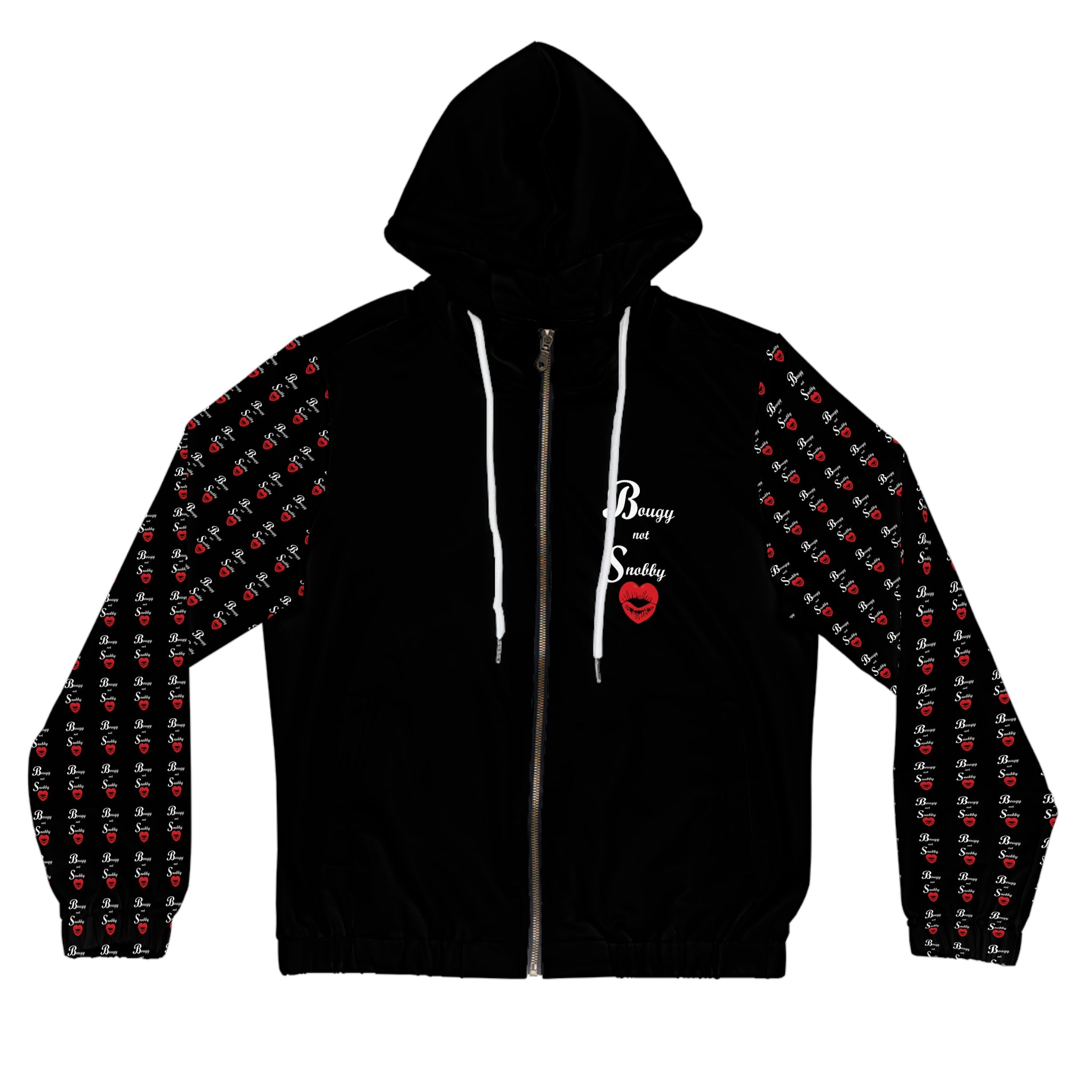 Bougy not Snobby Women’s Full-Zip Black Hoodie - Tonyalicious Tees