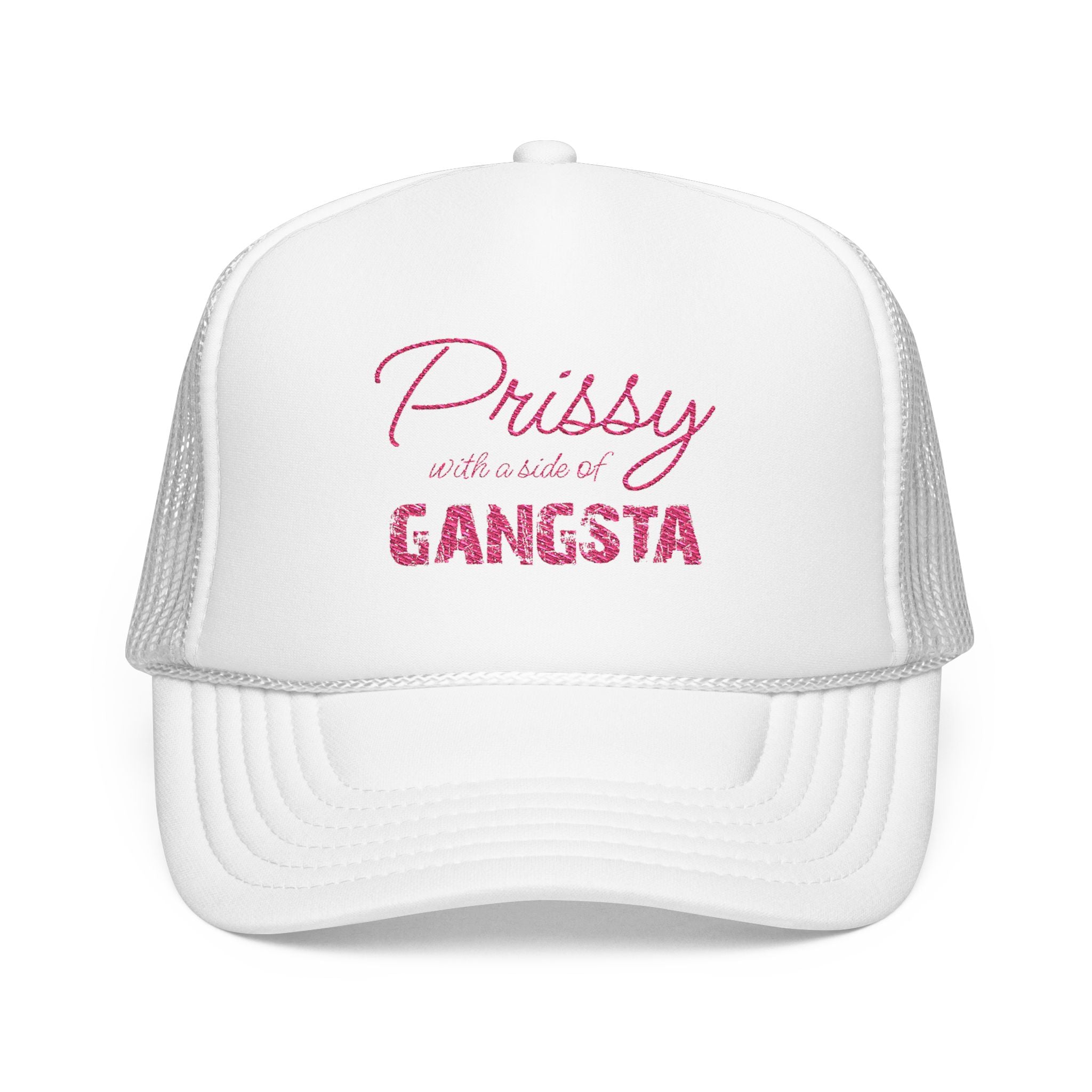 Prissy with a Side of Gangsta Mesh Cap - Pink Print - Tonyalicious Tees