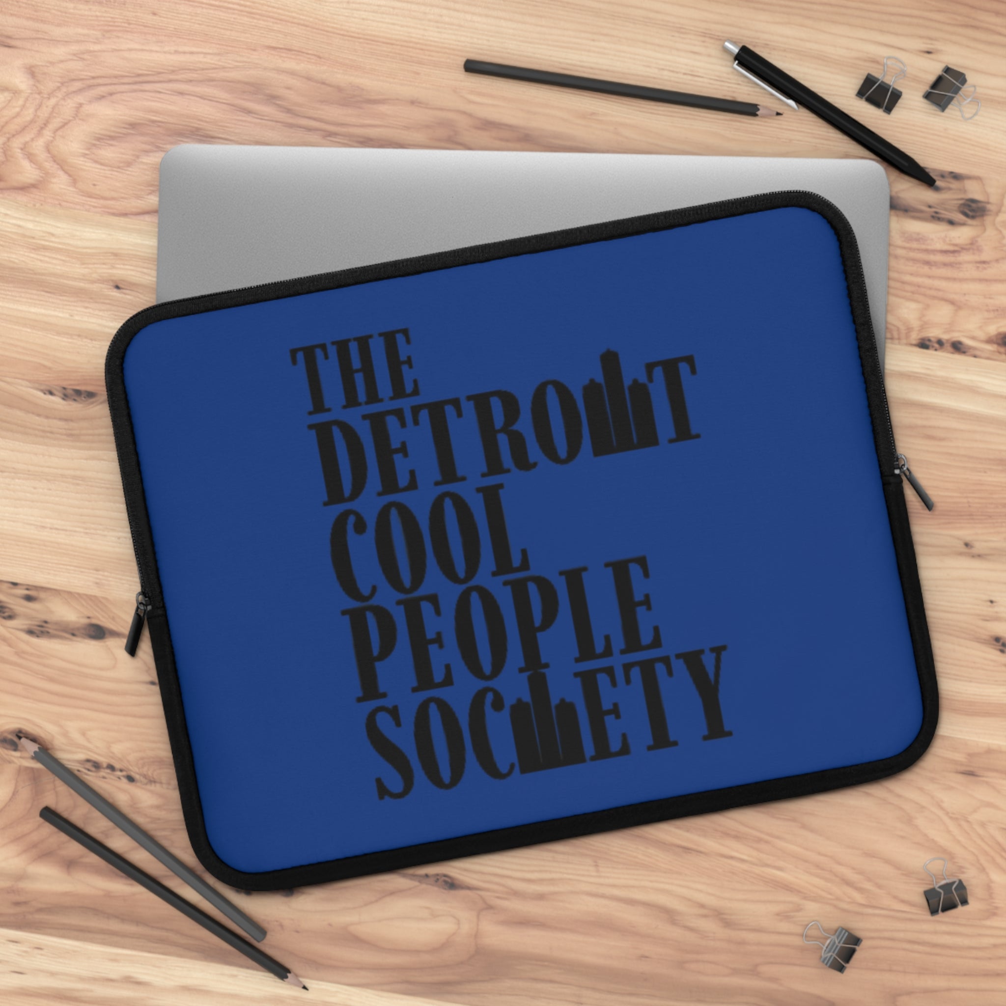 The Detroit Cool People Society Blue Laptop Sleeve