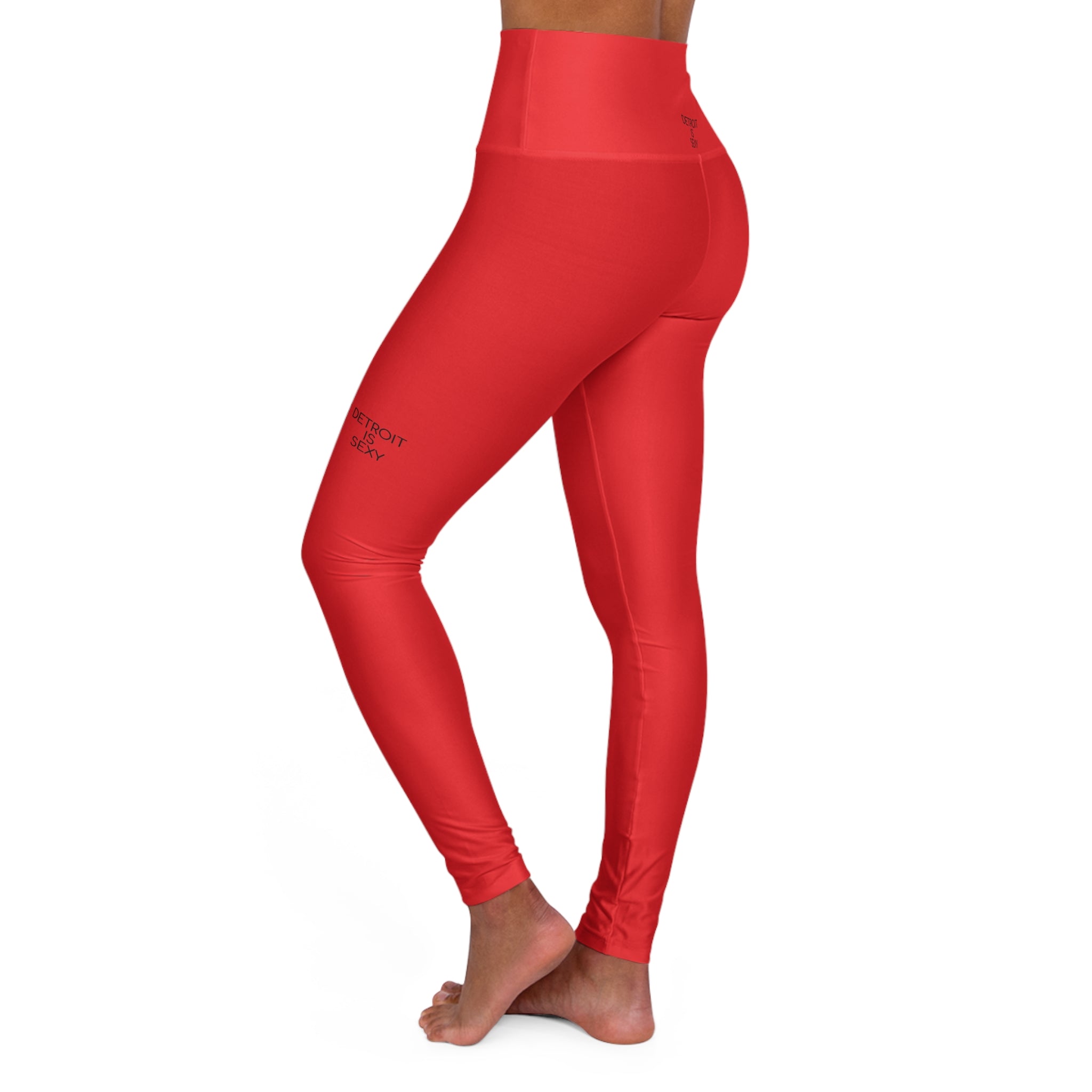 Detroit Is Sexy Red High-Waisted Yoga Leggings - Tonyalicious Tees