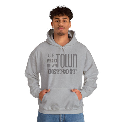 Up, Mid, Downtown Detroit Hoodie - Multicolor Print - Tonyalicious Tees