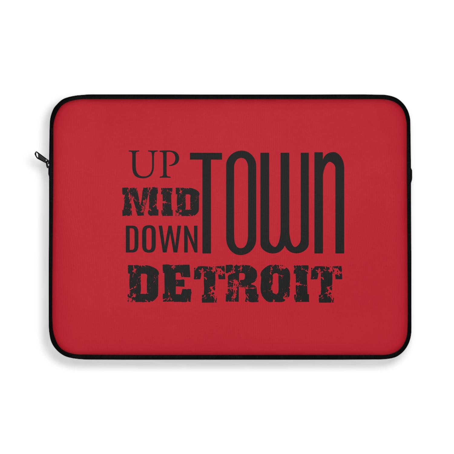 Up Mid Downtown Detroit Laptop Sleeve - Red - Tonyalicious Tees