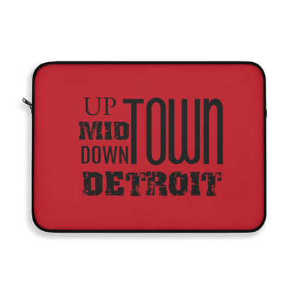 Up Mid Downtown Detroit Laptop Sleeve - Red - Tonyalicious Tees