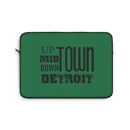 Up Mid Downtown Detroit Laptop Sleeve - Green - Tonyalicious Tees