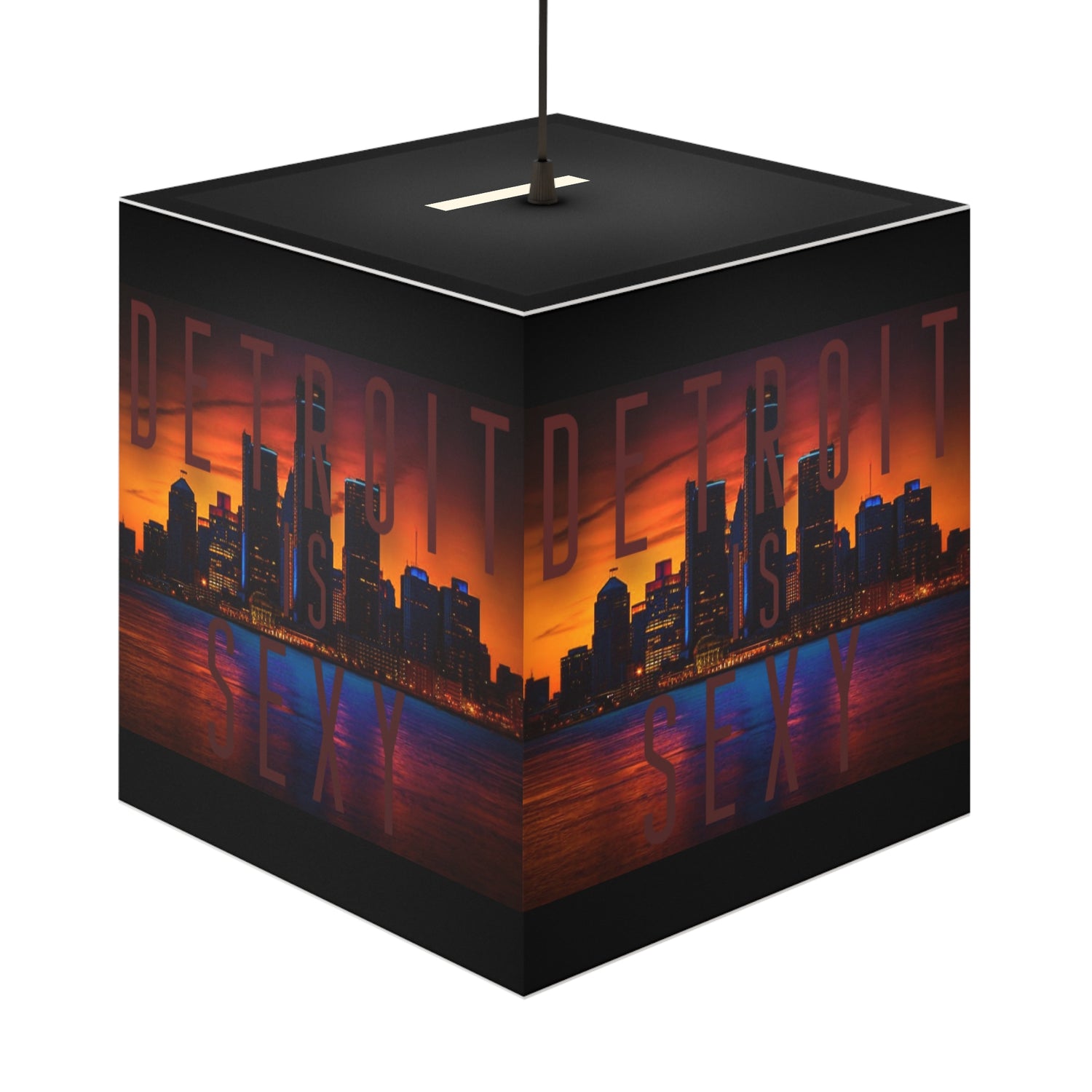 Detroit Skyline Cityscape Cube Lamp - Tonyalicious Tees
