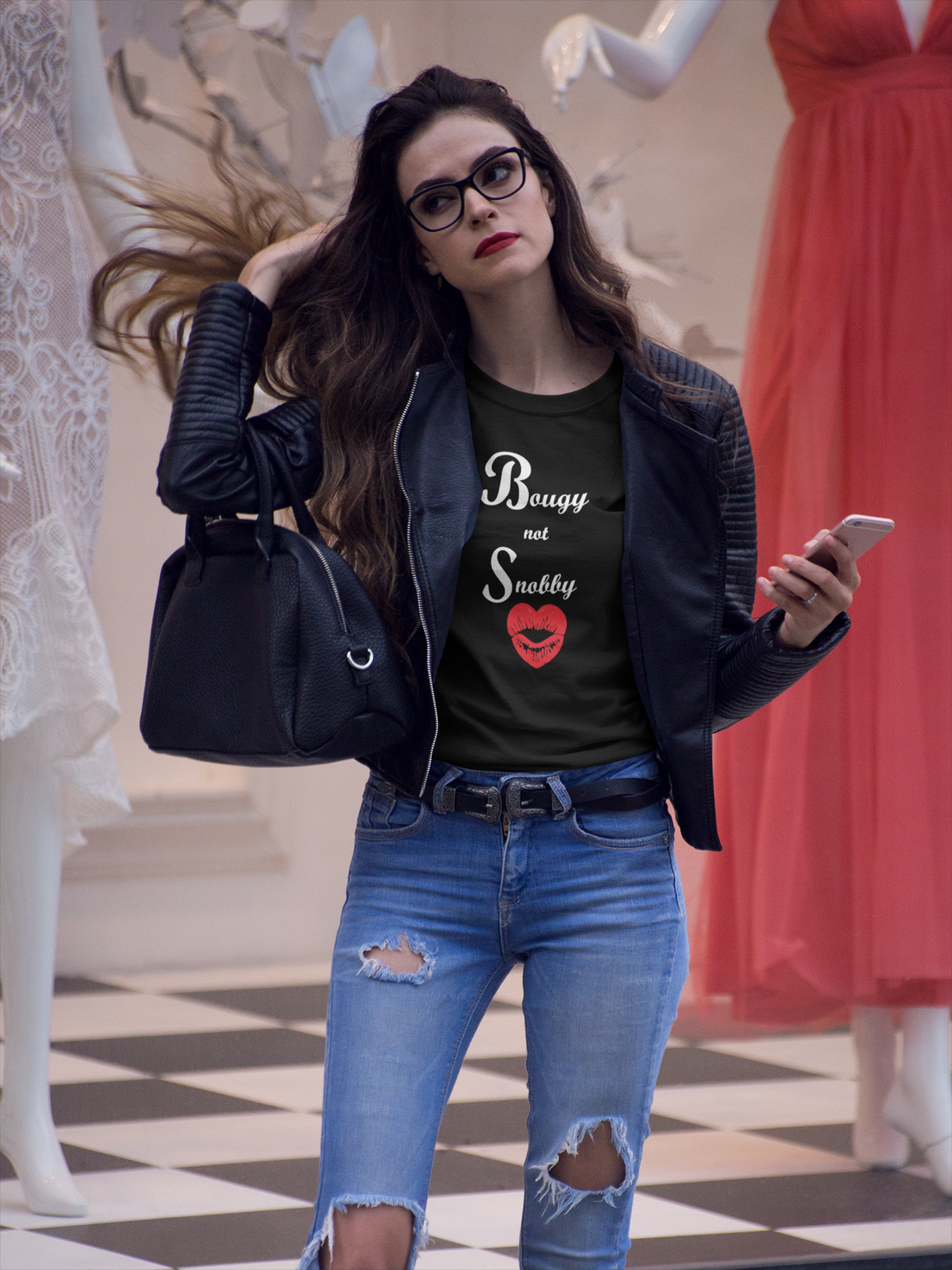 Bougy Not Snobby Tee - White Print