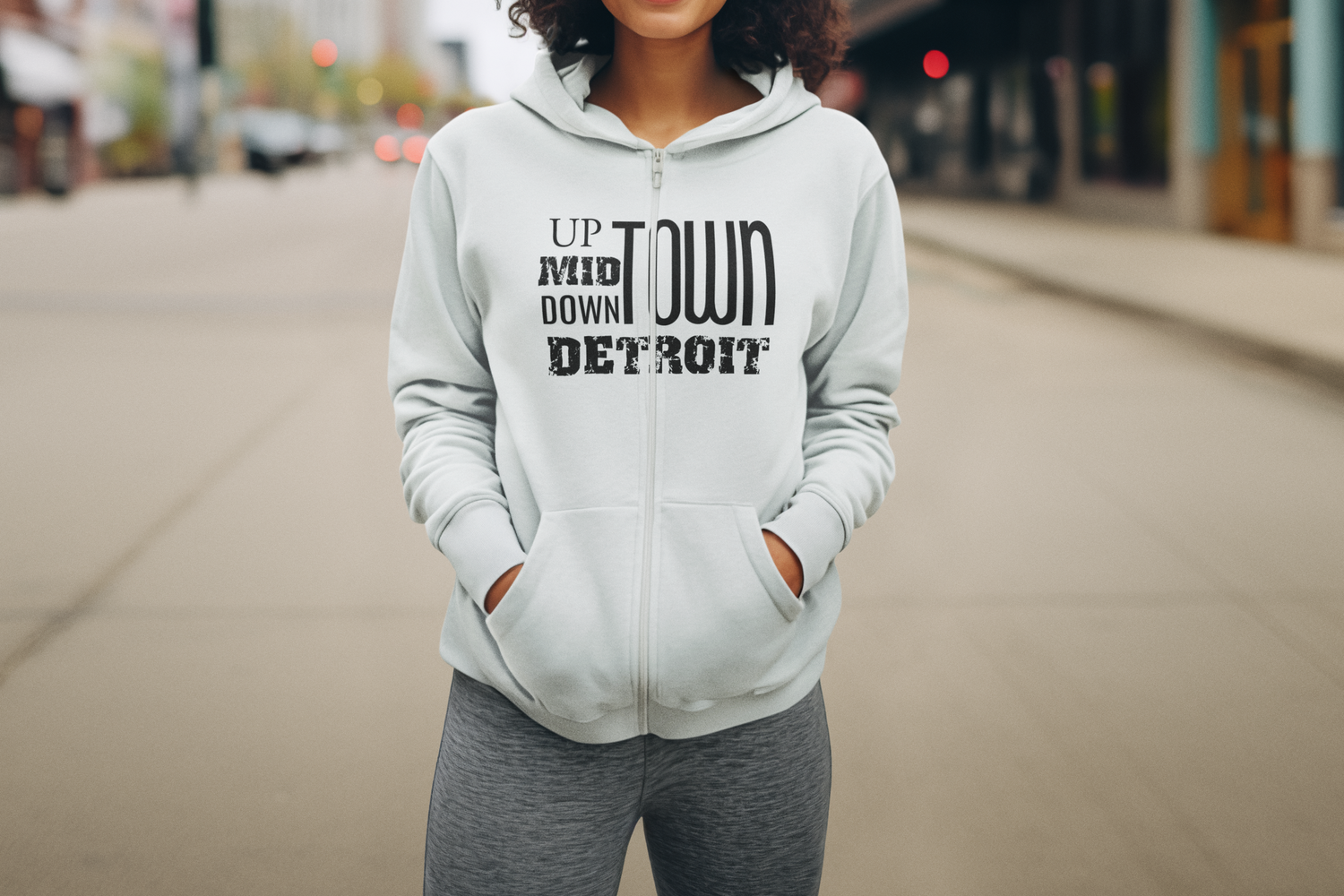 Up, Mid, Downtown Detroit Zip Up Hoodie - Tonyalicious Tees
